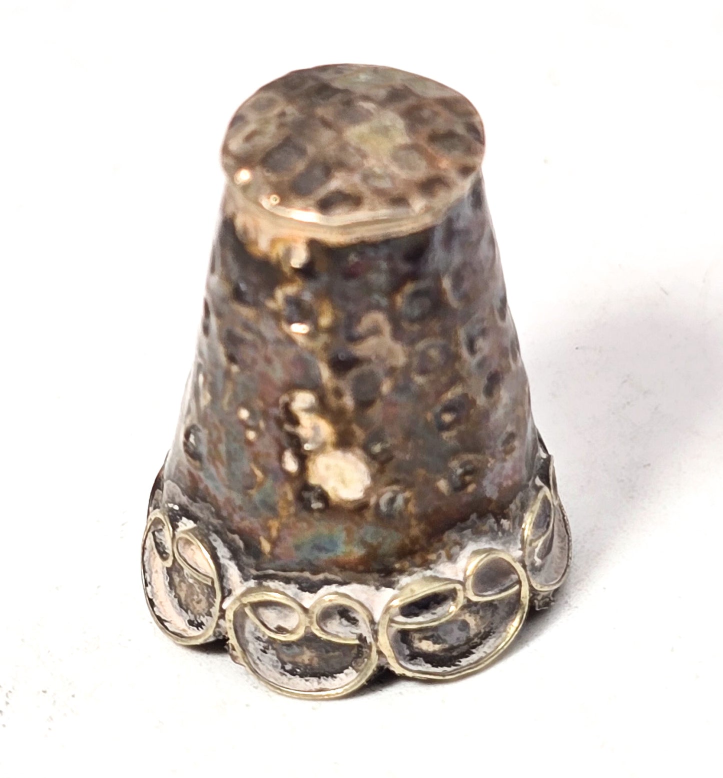 Mexico alpaca silver vintage embossed Eagle mark sewing thimble