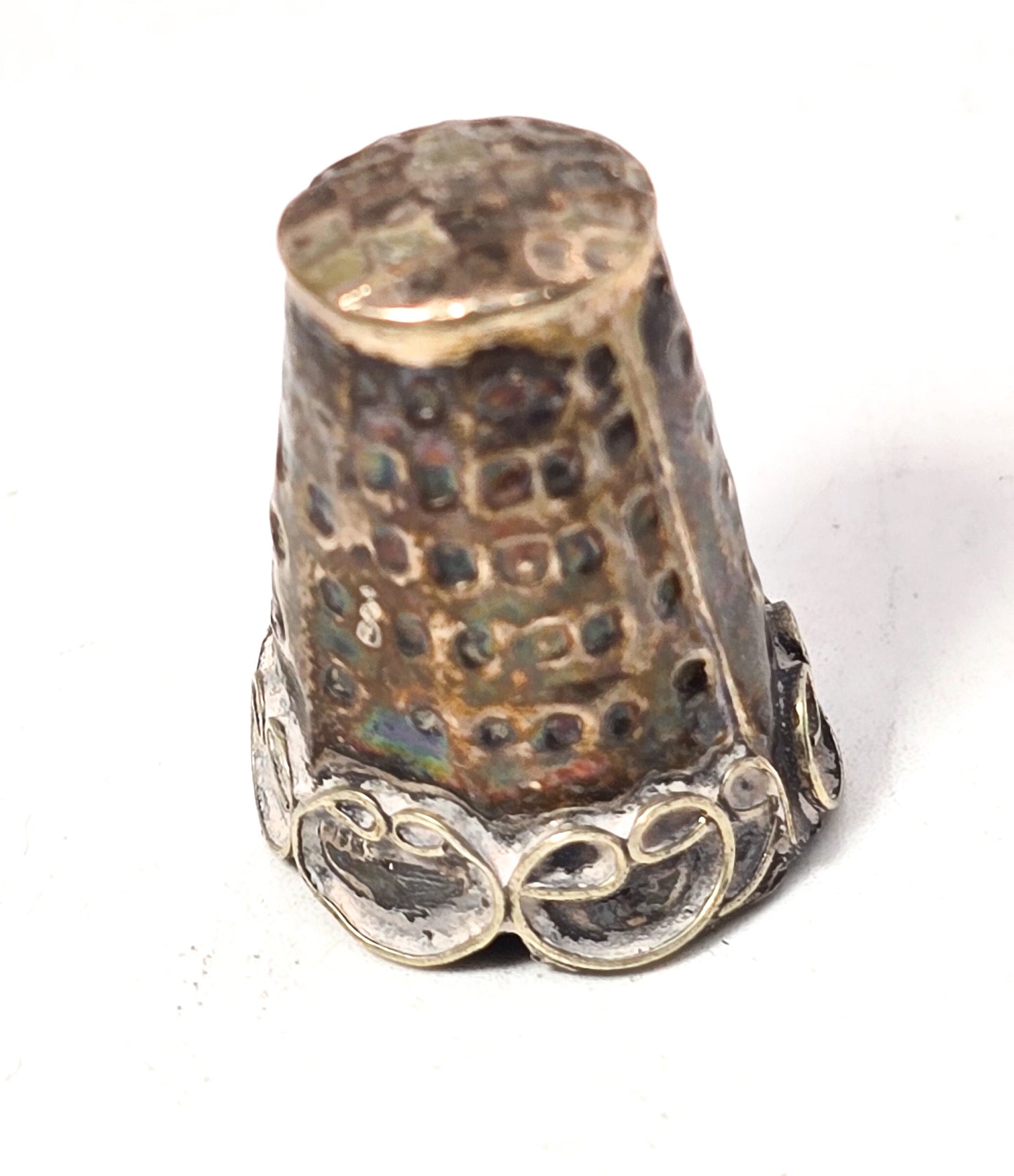 Mexico alpaca silver vintage embossed Eagle mark sewing thimble