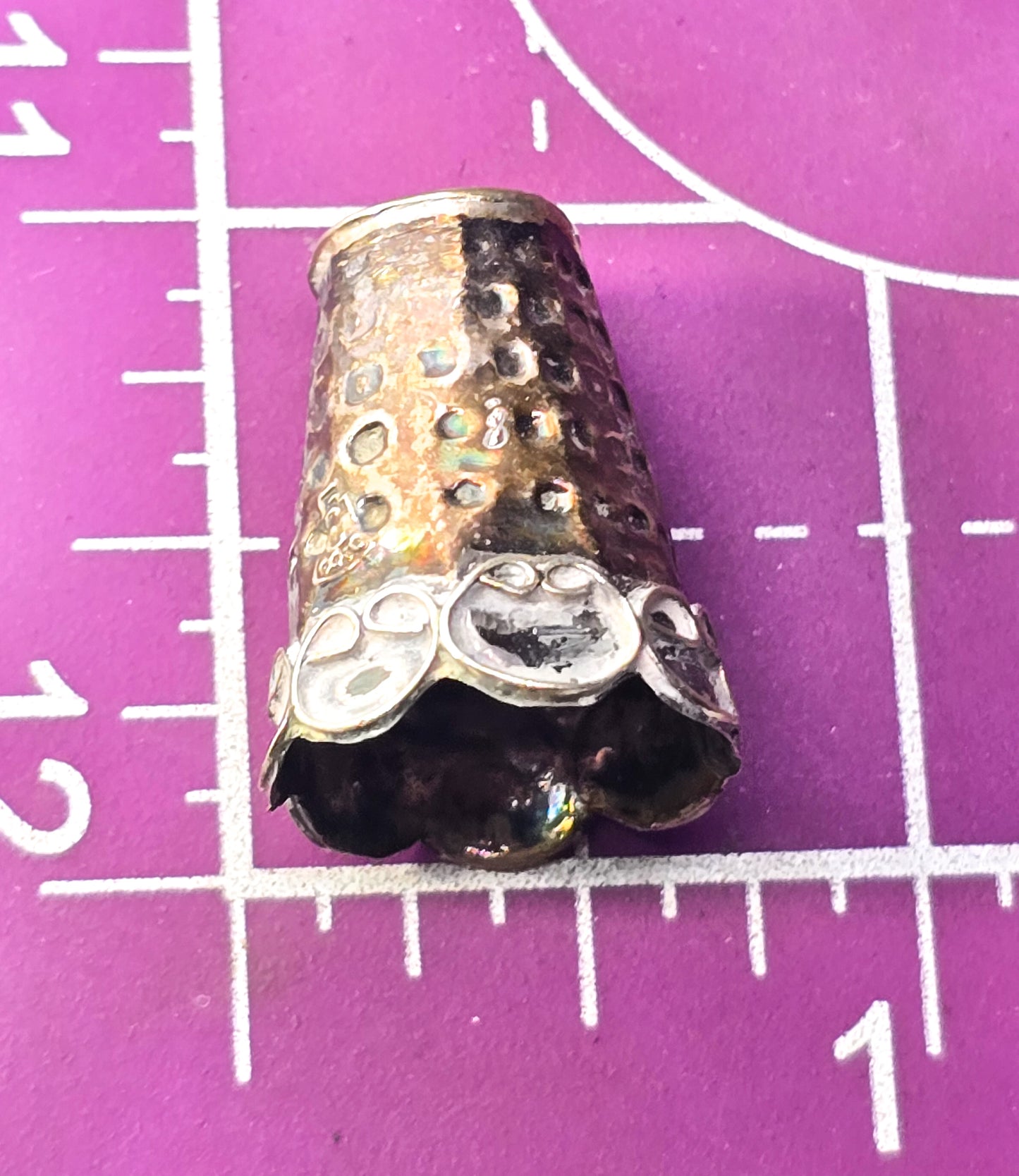 Mexico alpaca silver vintage embossed Eagle mark sewing thimble