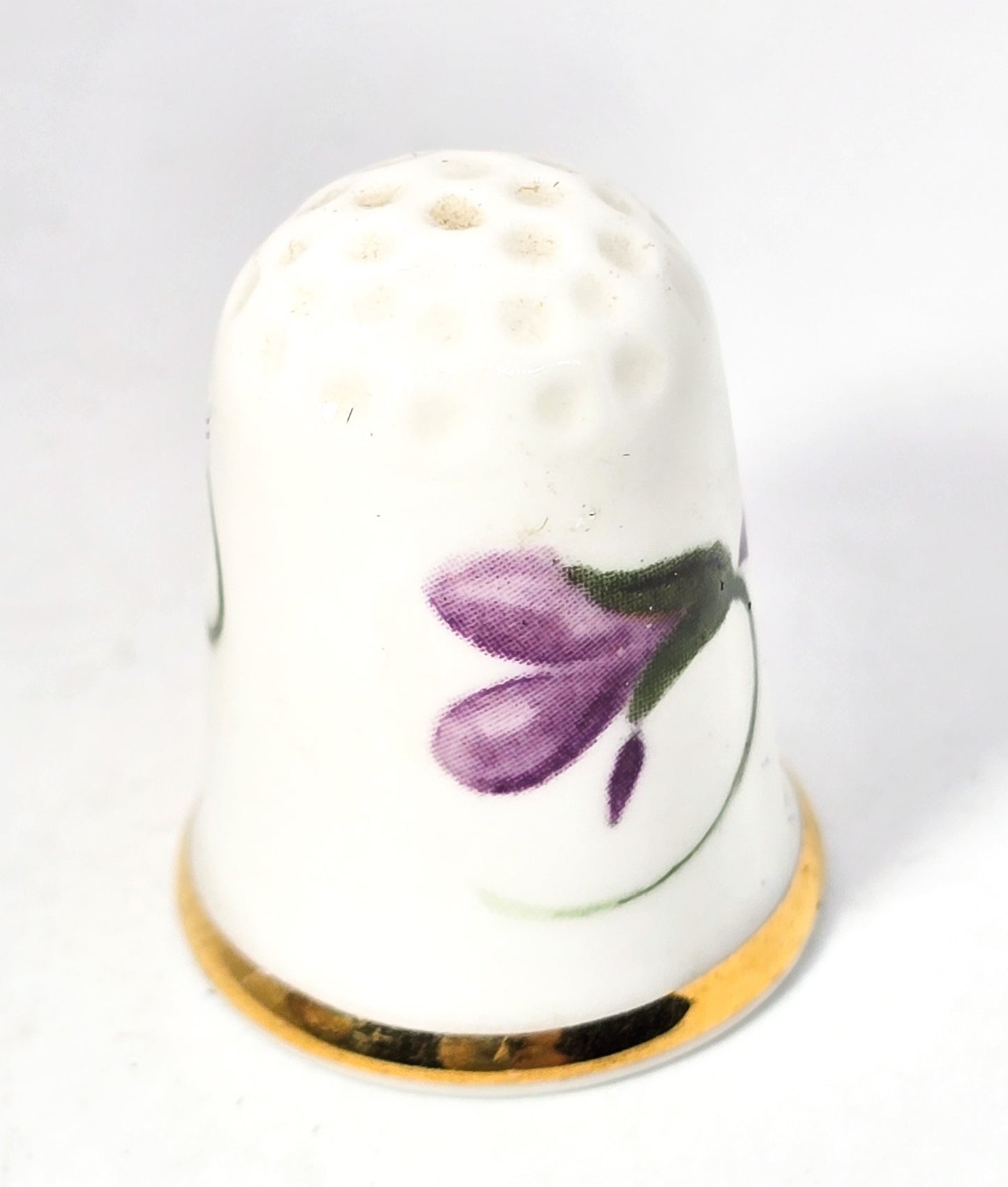 Oakley Fine Bone China Made in England vintage purple flower sewing thimble