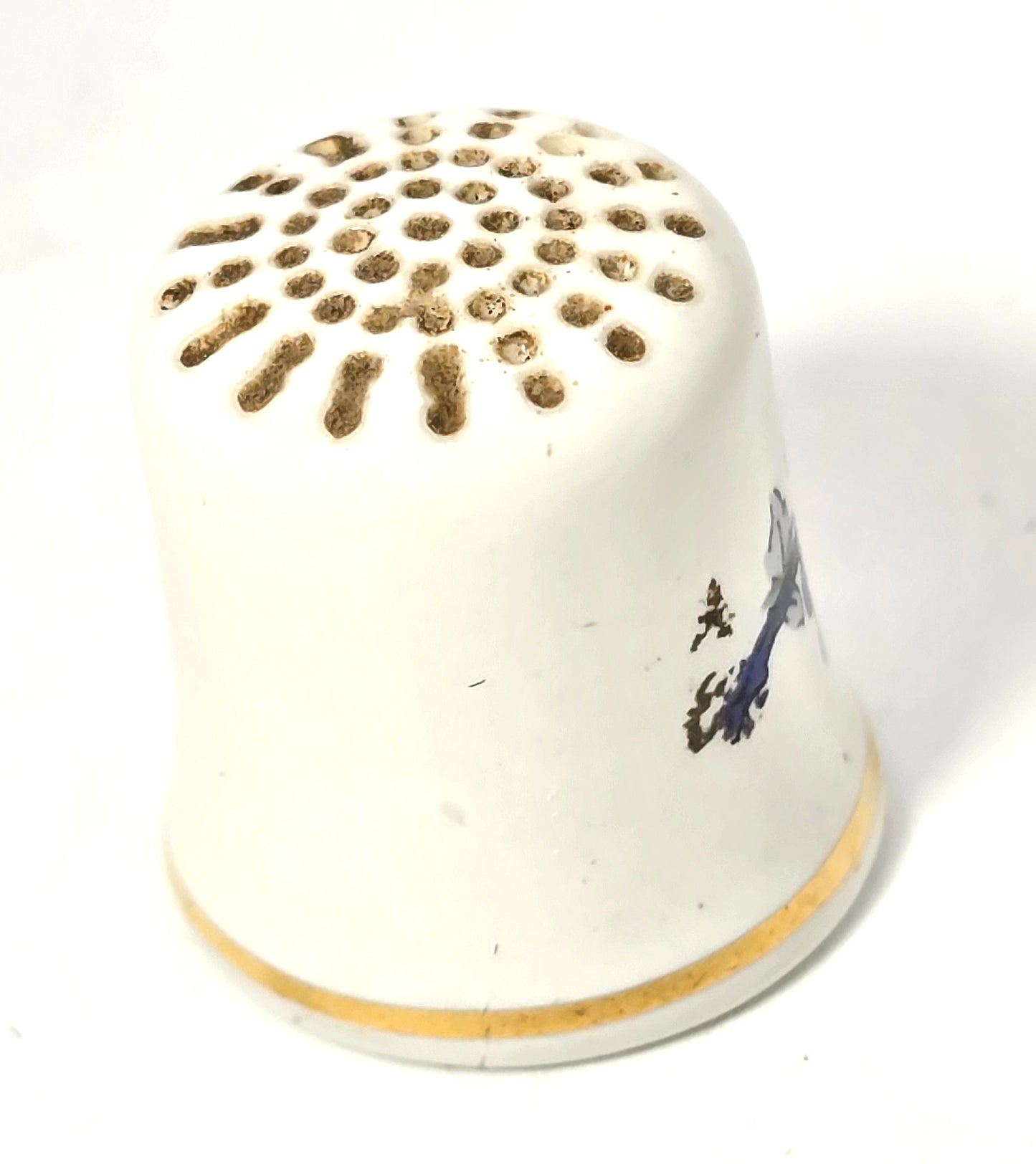Folk Art Retro Flower gold rimmed China vintage sewing thimble