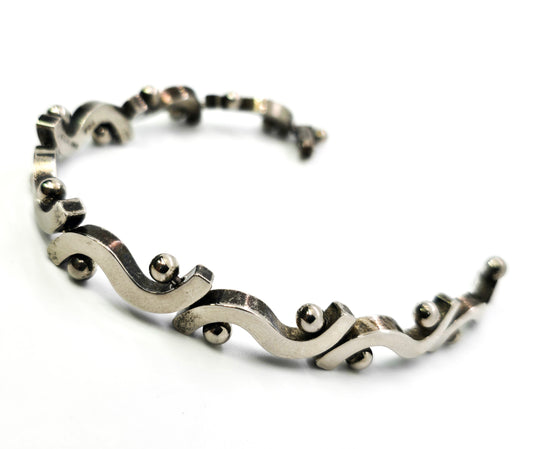 Mexican Modernist Articulated Bar Link solid sterling silver vintage retro bracelet
