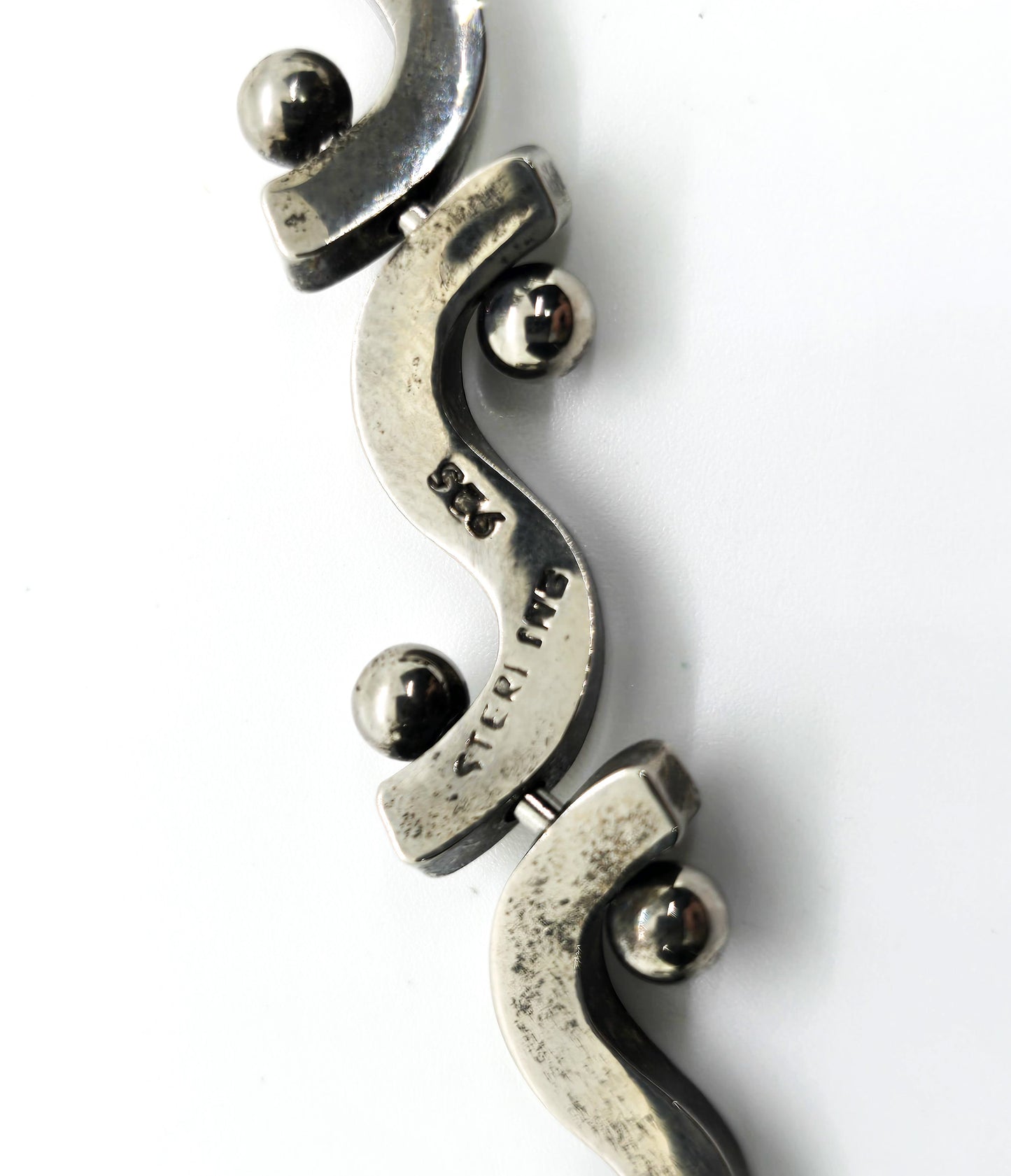 Mexican Modernist Articulated Bar Link solid sterling silver vintage retro bracelet