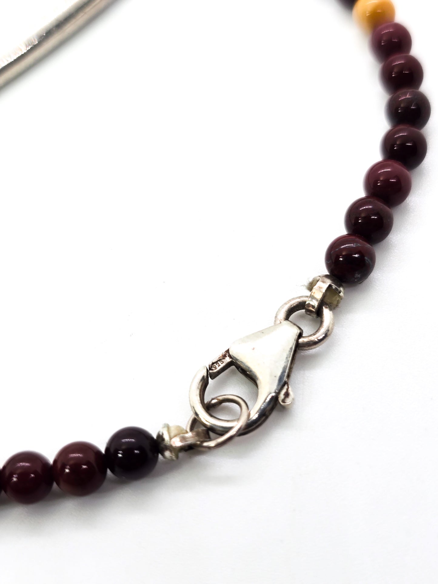Mookaite beaded 4mm gemstone sterling silver bar link tennis bracelet