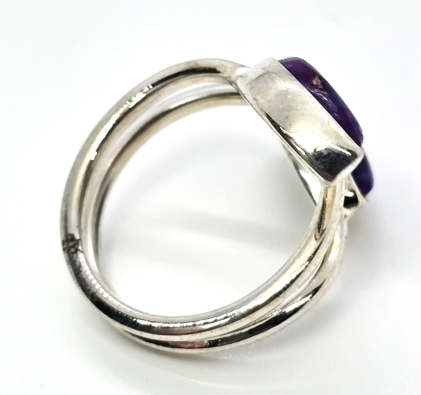 Purple mohave turquoise Double gemstone sterling silver wrap ring size 7