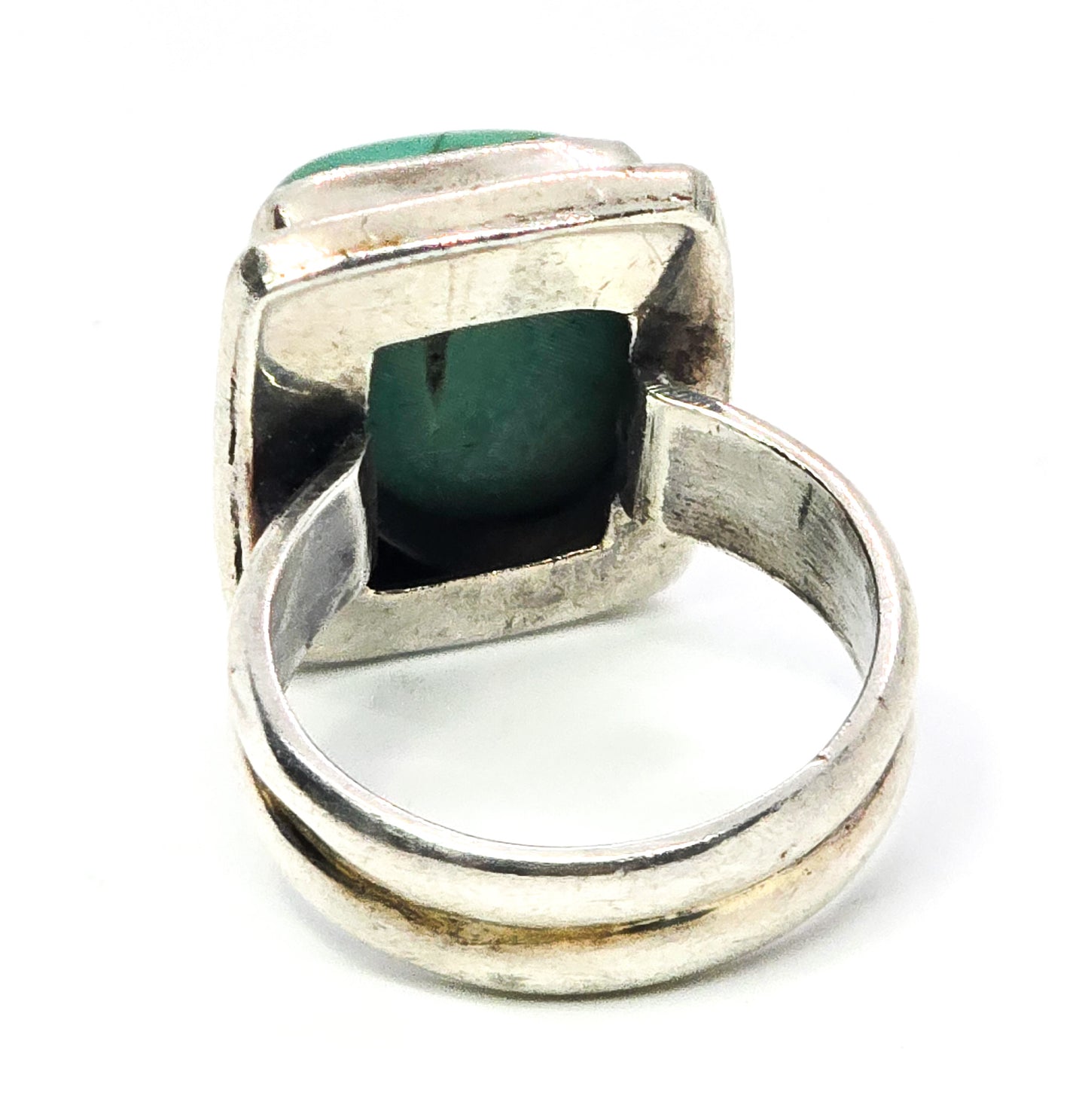 Green turquoise sterling silver Artisan vintage solid sterling silver ring size 7