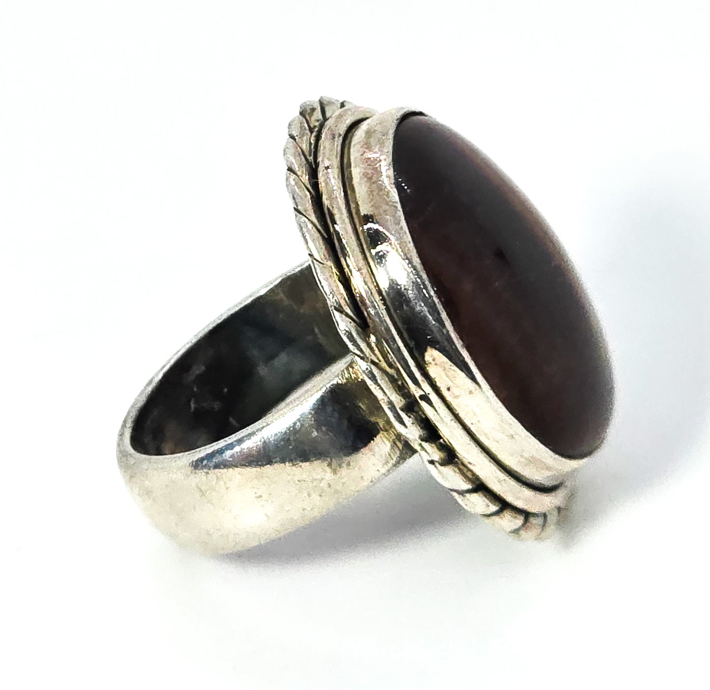 Red Tiger's eye large gemstone solid sterling silver ring size 5.5