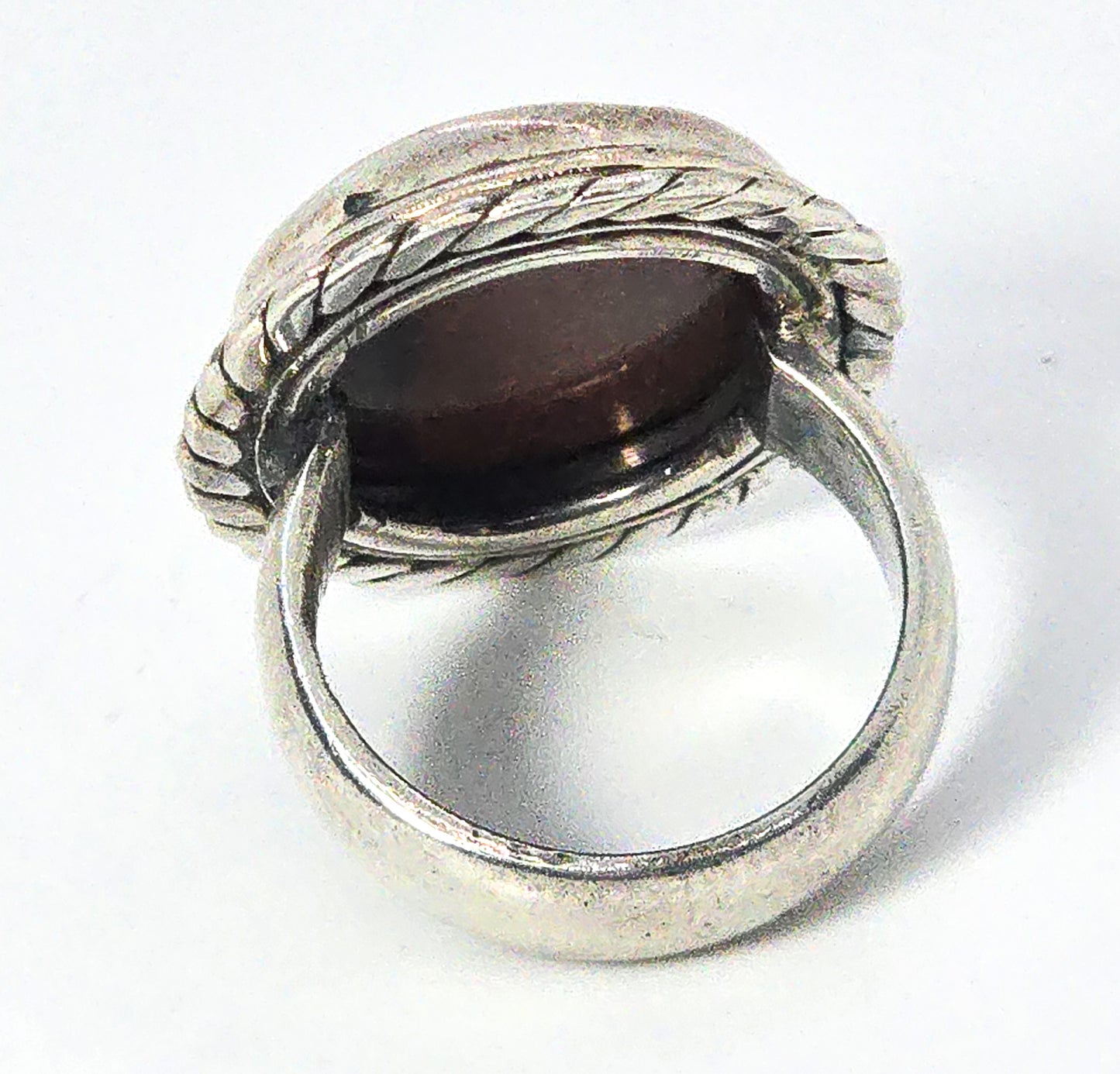 Red Tiger's eye large gemstone solid sterling silver ring size 5.5