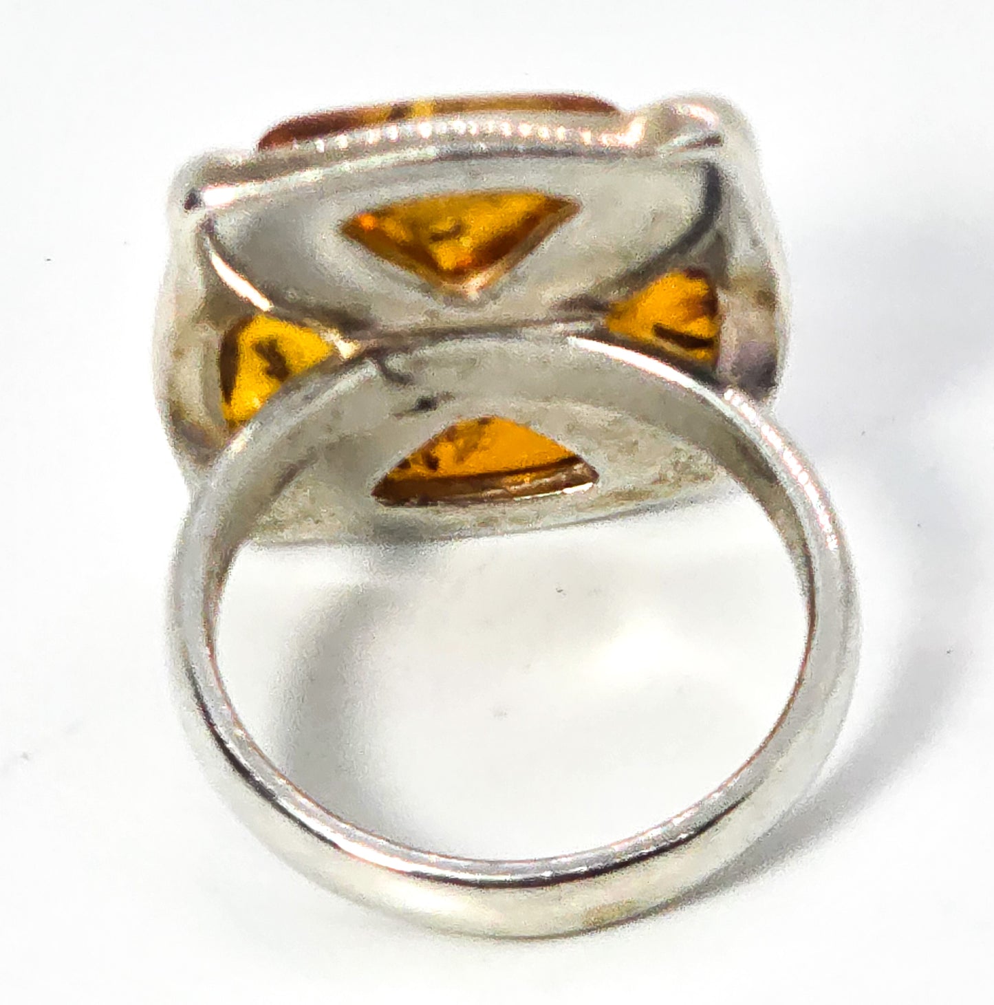 Maltese Cross amber sterling silver vintage gemstone ring size 5.5