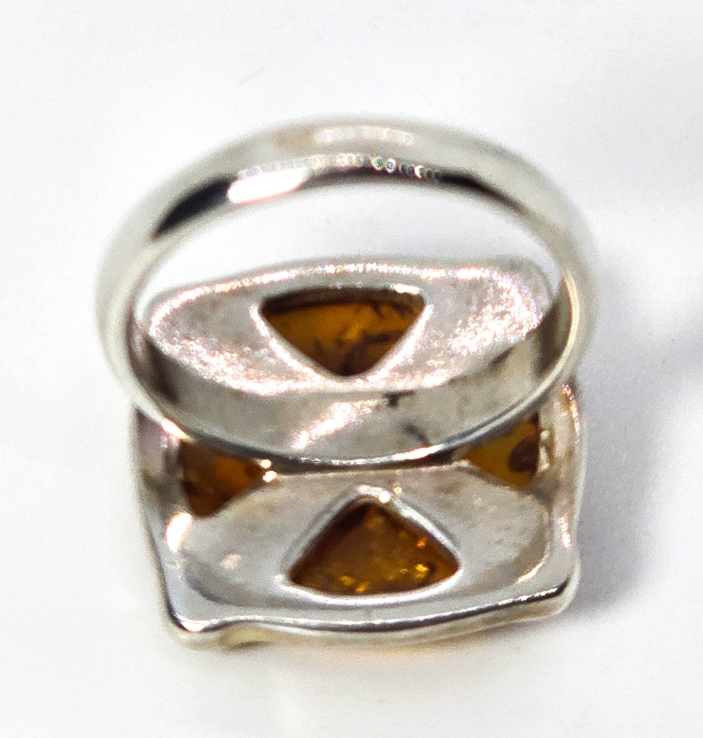 Maltese Cross amber sterling silver vintage gemstone ring size 5.5