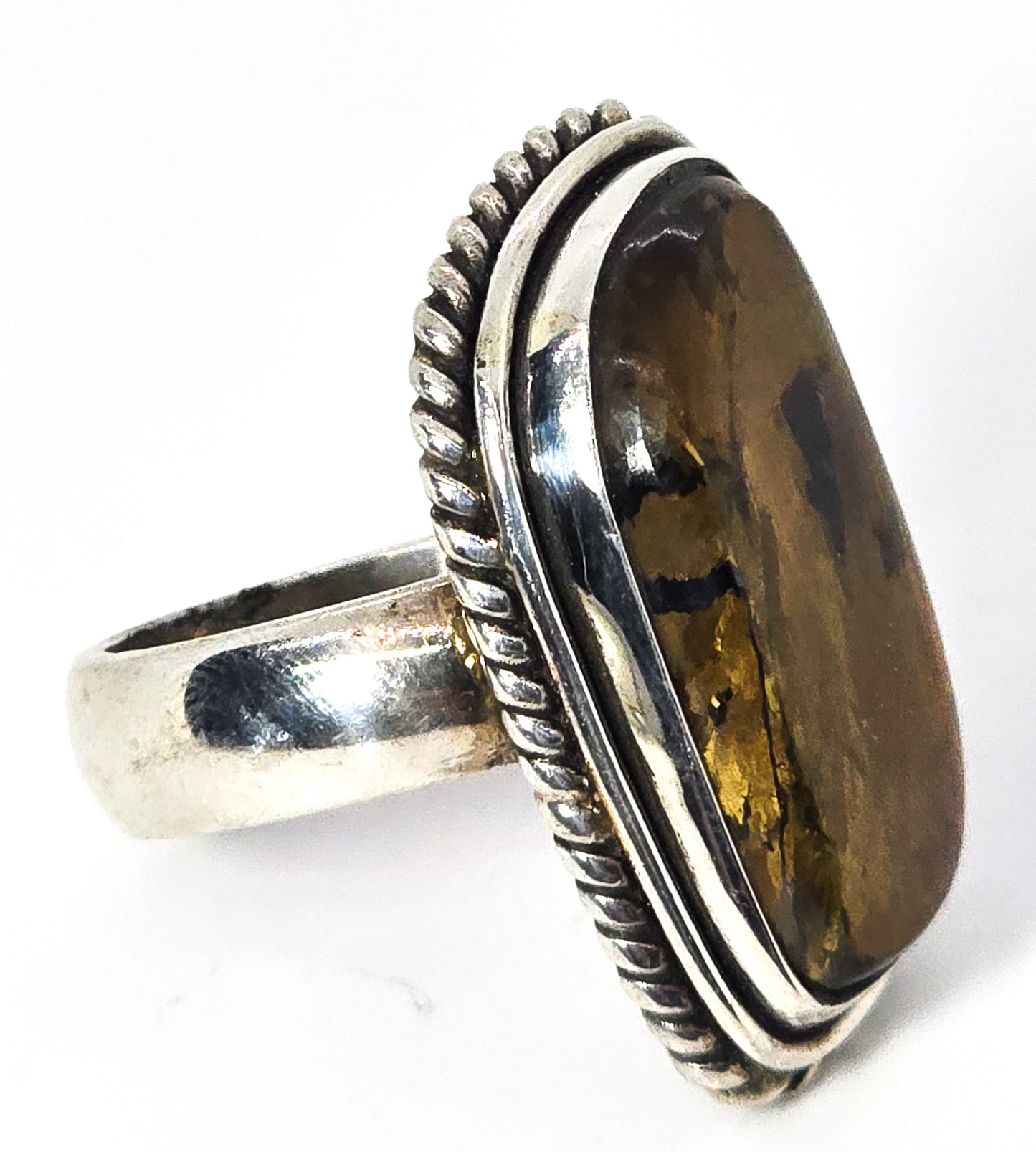 Brown Pietersite Gemstone Large Brown sterling silver gemstone ring size 9