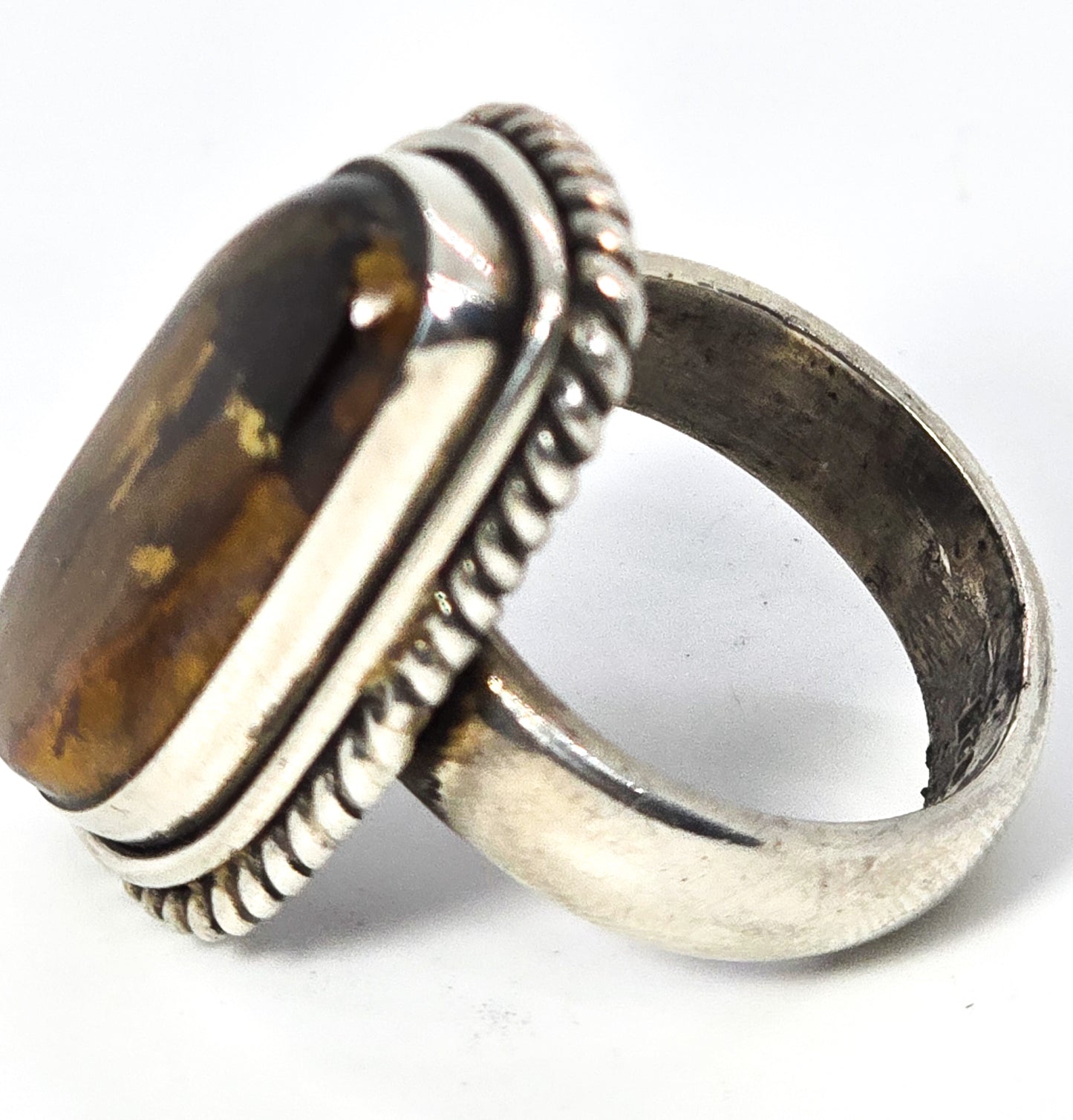 Brown Pietersite Gemstone Large Brown sterling silver gemstone ring size 9