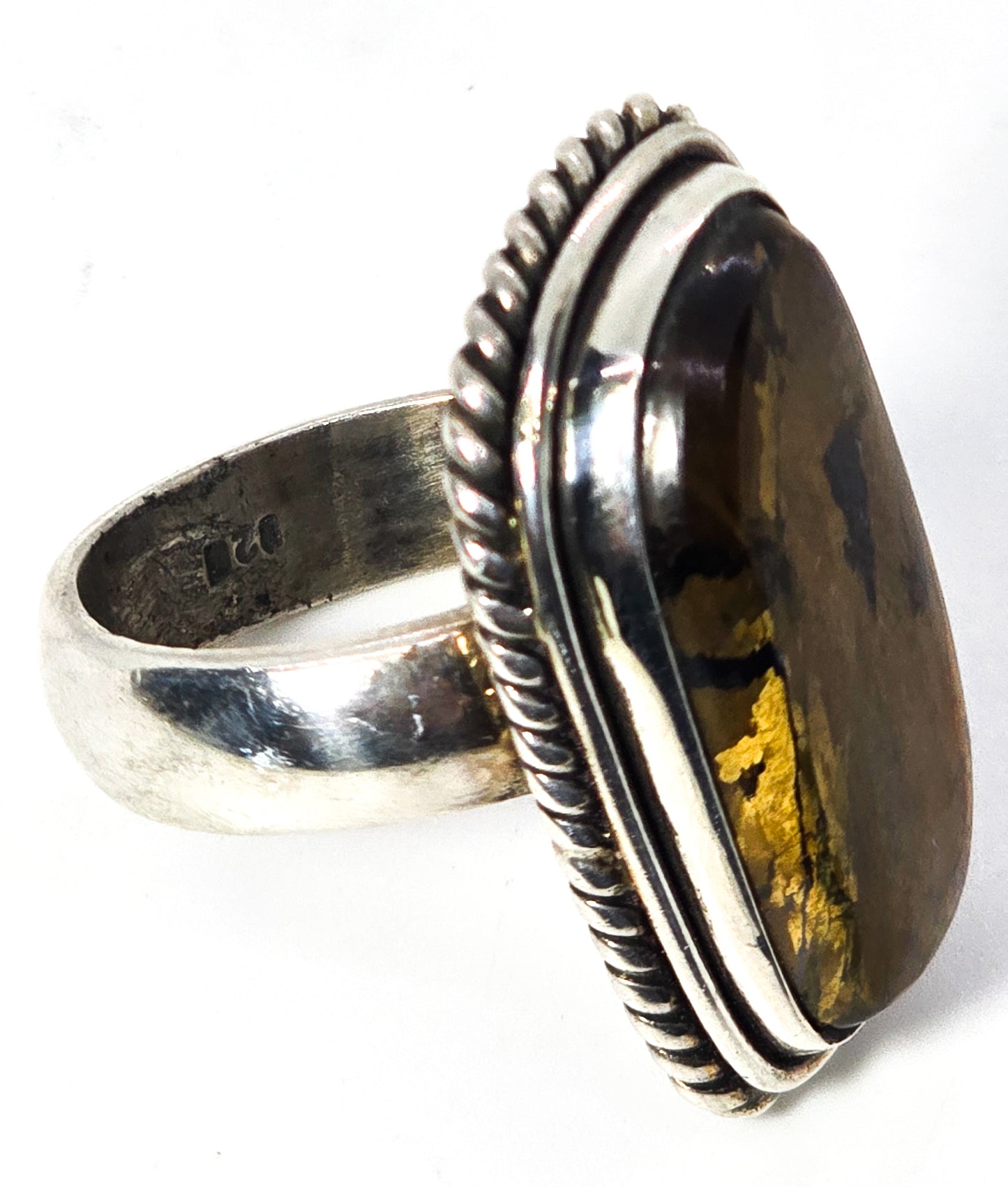 Brown Pietersite Gemstone Large Brown sterling silver gemstone ring size 9