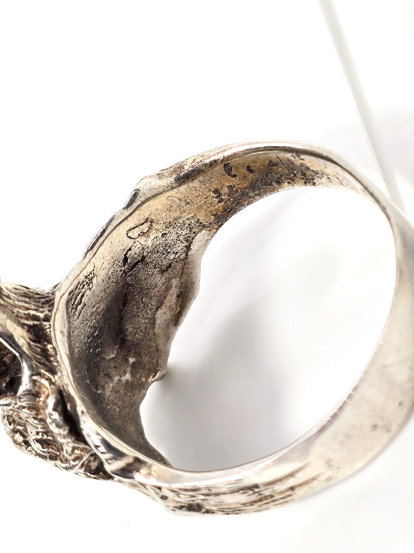 Snarling wolf Men's vintage retro solid sterling silver figural ring size 13