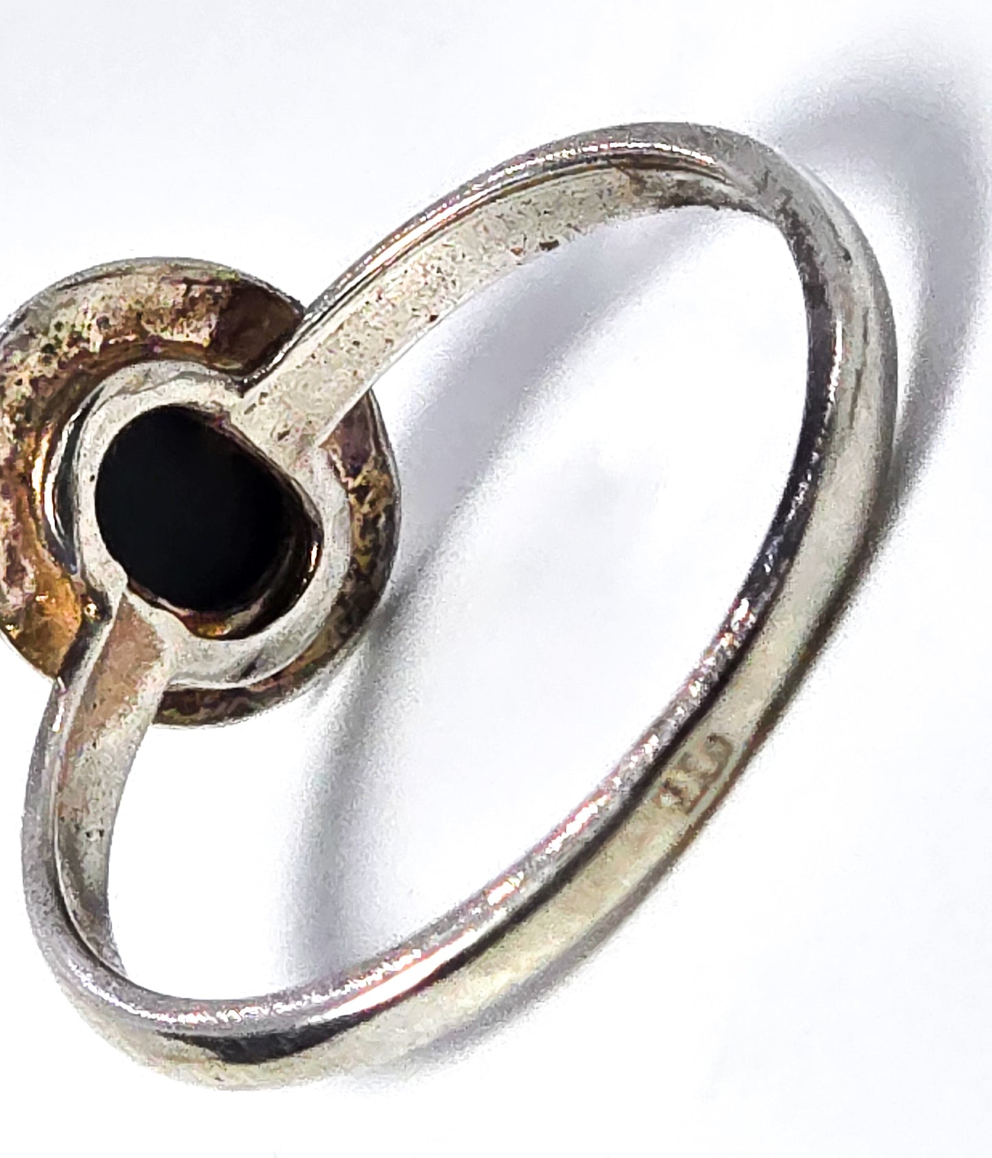 Orange amber modernist vintage sterling silver ring size 8 and 1/2