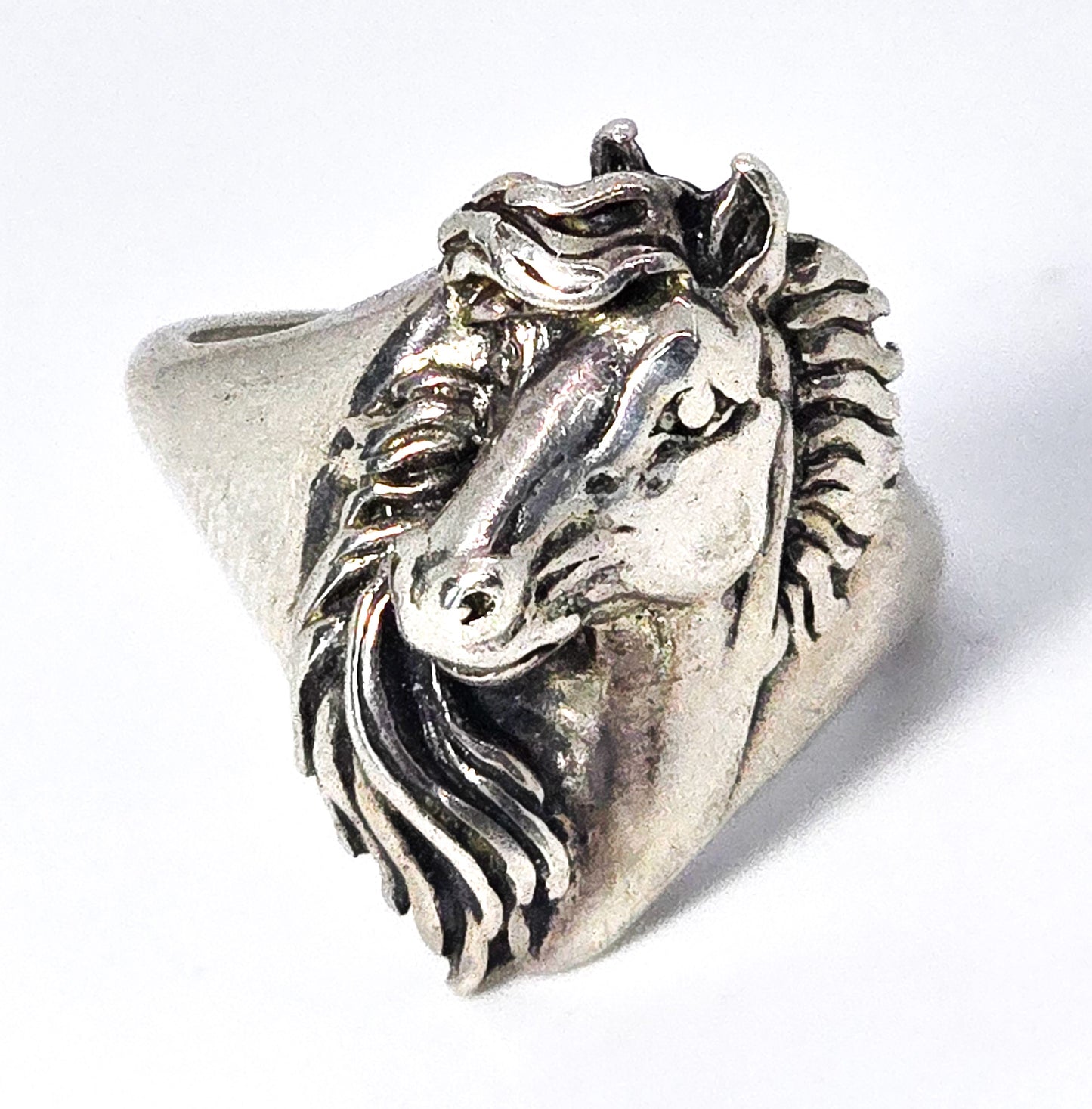 Horse Cowgirl Rodeo cloud sterling vintage sterling silver Equestrian ring size 8.5