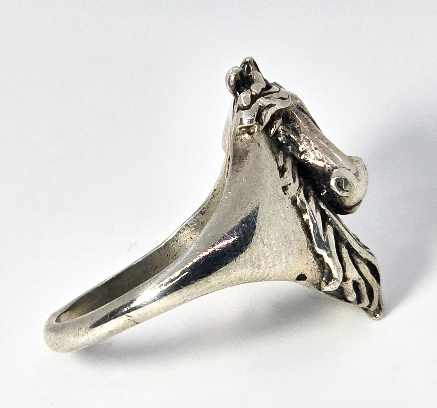 Horse Cowgirl Rodeo cloud sterling vintage sterling silver Equestrian ring size 8.5