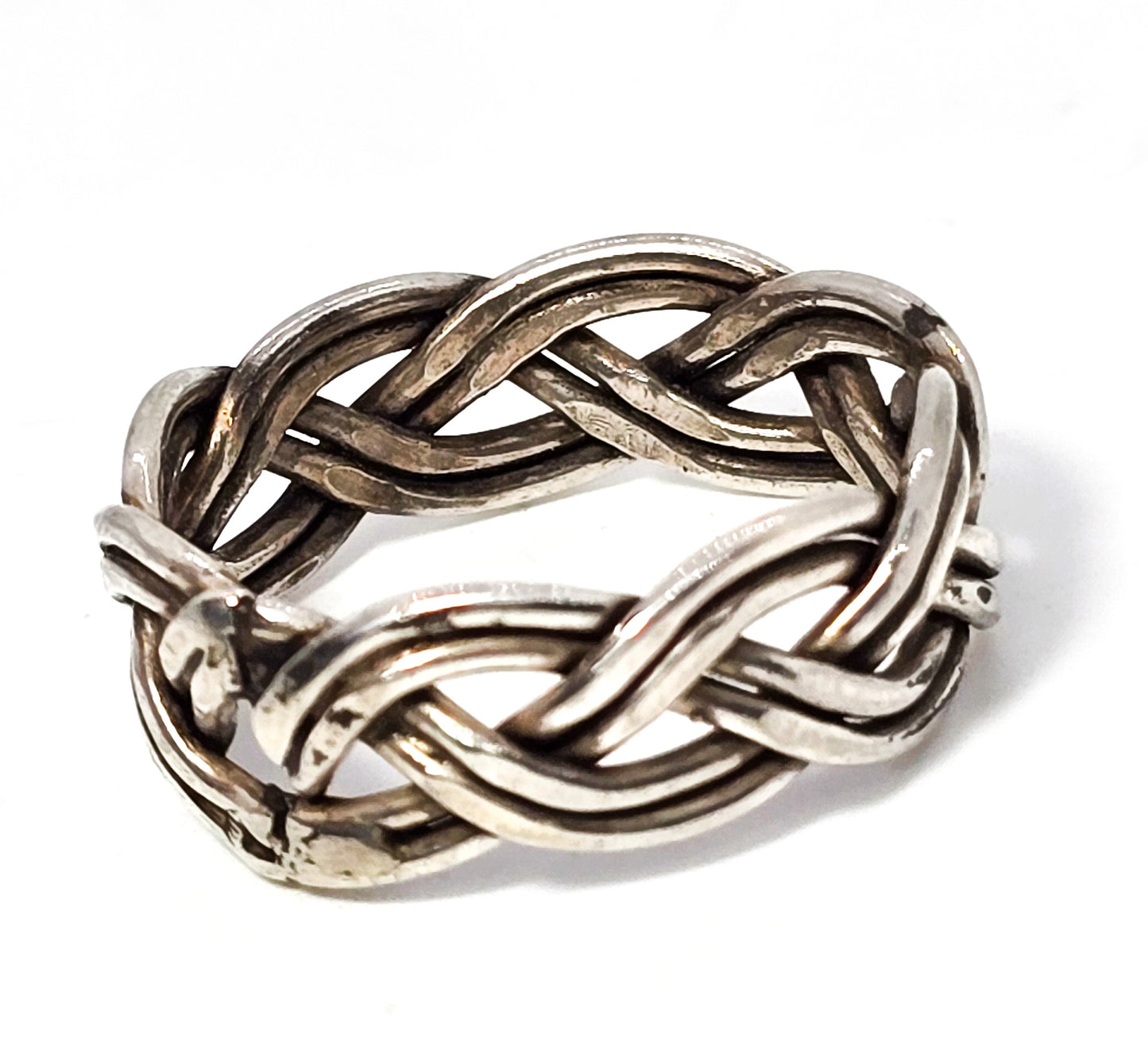 Viking braided vintage sterling silver Celtic wedding sweetheart ring band size 11