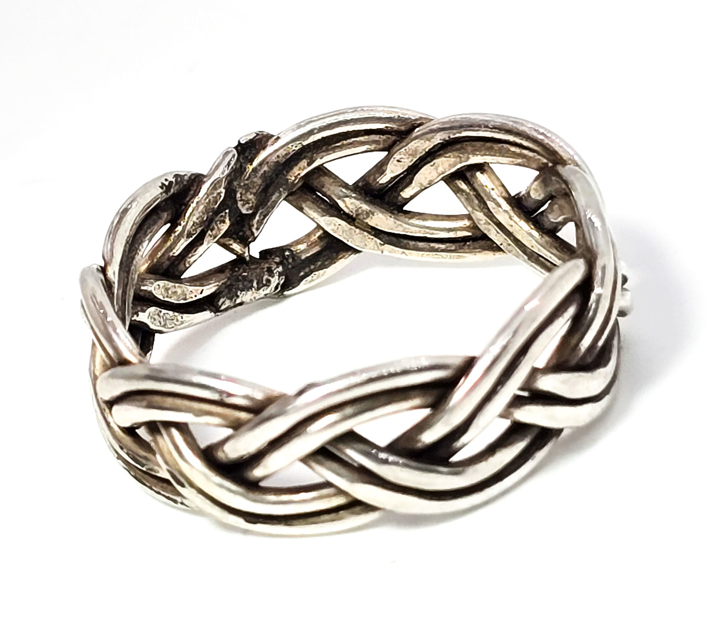 Viking braided vintage sterling silver Celtic wedding sweetheart ring band size 11