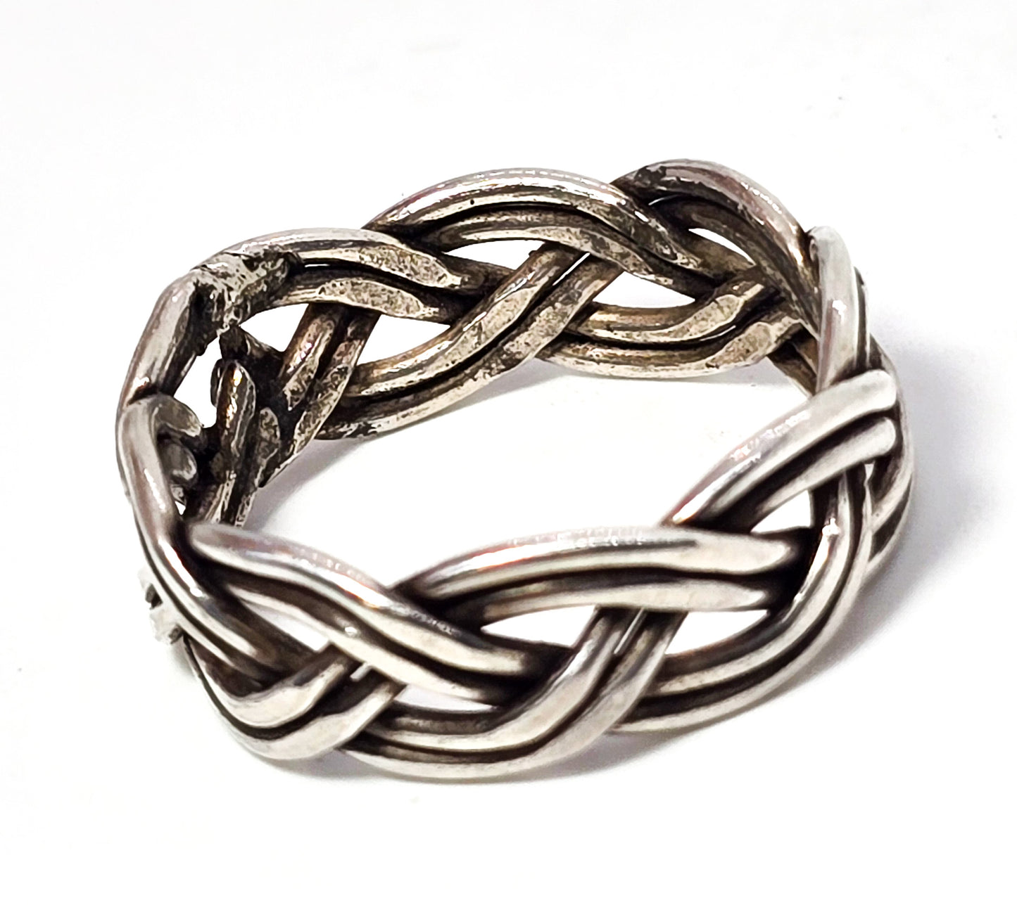 Viking braided vintage sterling silver Celtic wedding sweetheart ring band size 11