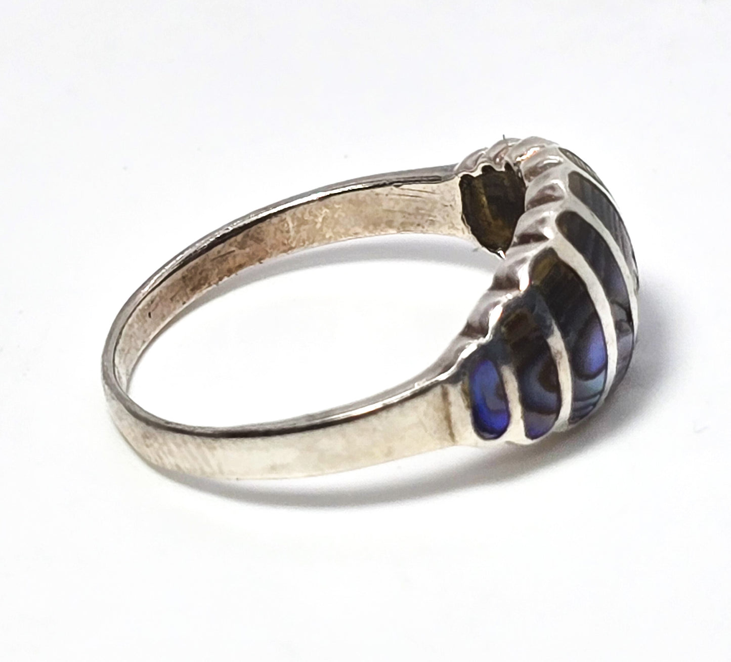 Abalone Paua Southwestern inlay vintage sterling silver ring size 8.5