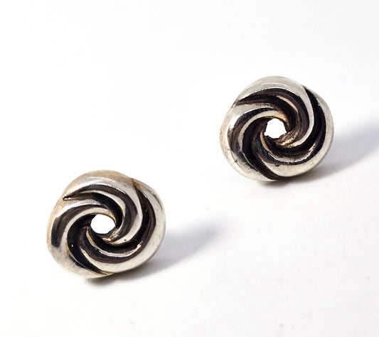 Never ending love knot sterling silver silver thick vintage stud earrings