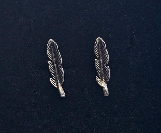 Native American feather vintage sterling silver stud earrings