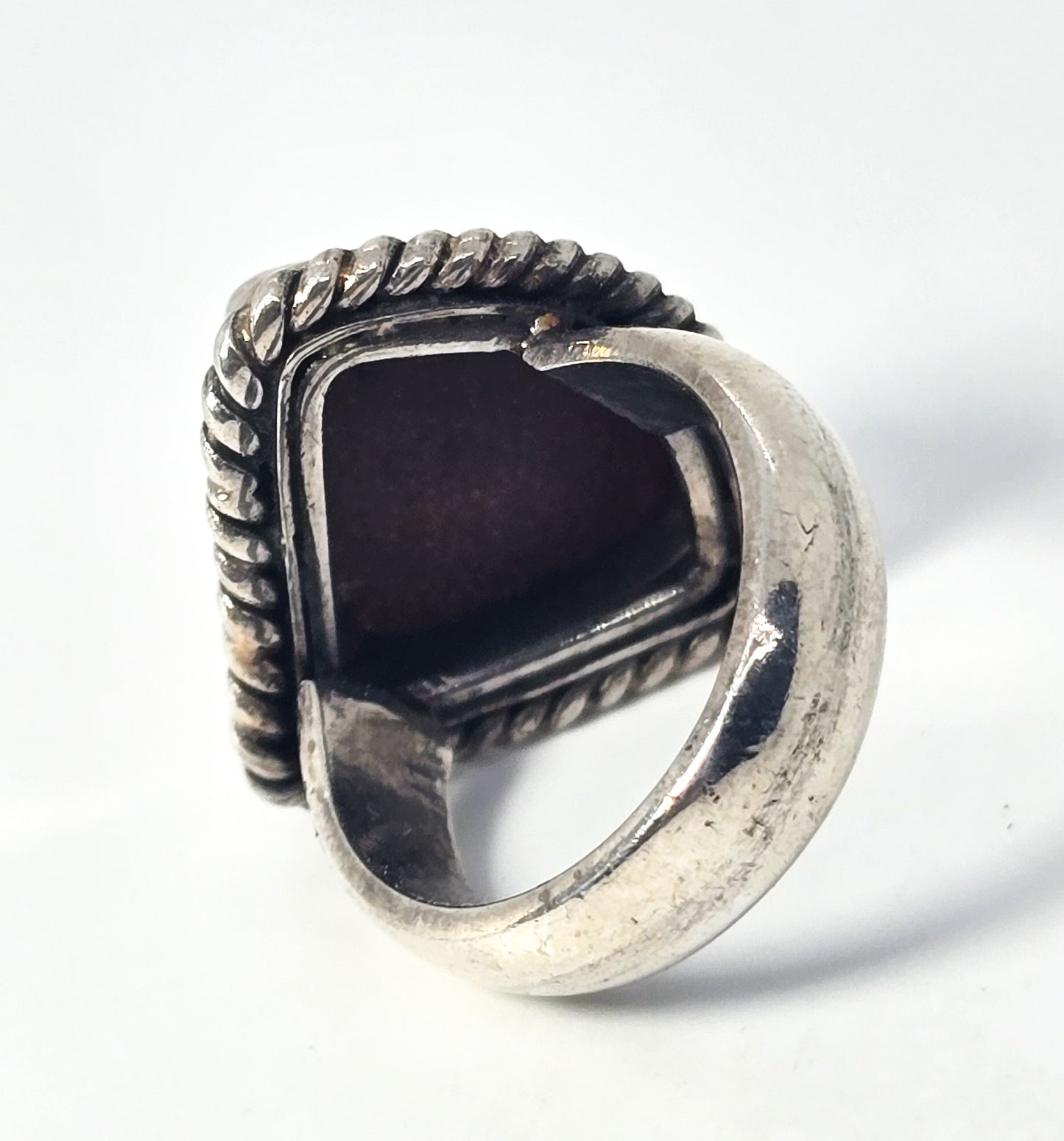 Goldstone abstract heavy thick vintage sterling silver ring size 7