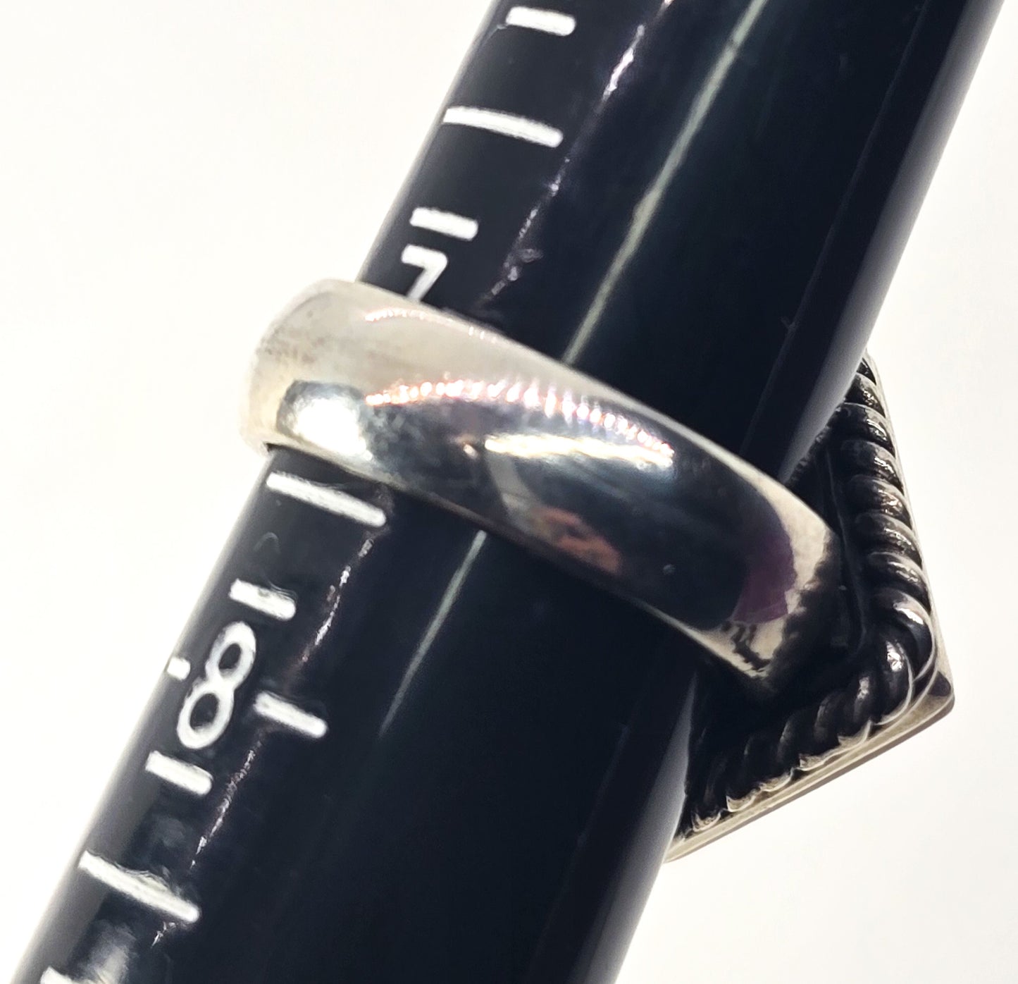 Goldstone abstract heavy thick vintage sterling silver ring size 7