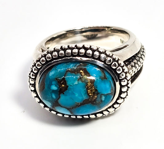 Michael Dawkins Sterling Silver Turquoise gemstone signed Ring Size 6.5
