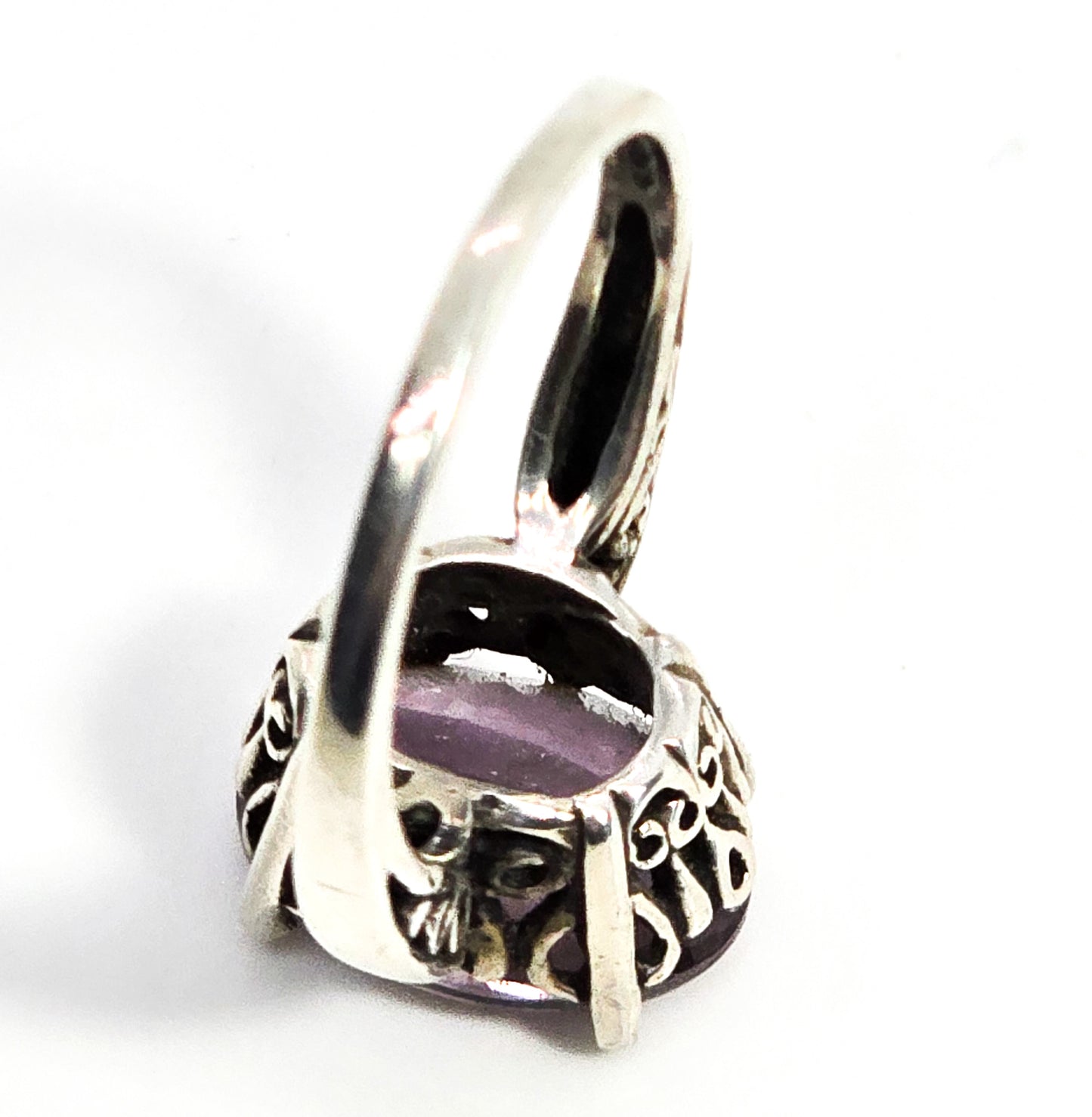 Kabana Amethyst 5.8ct scroll filigree sterling silver vintage ring size 8.5