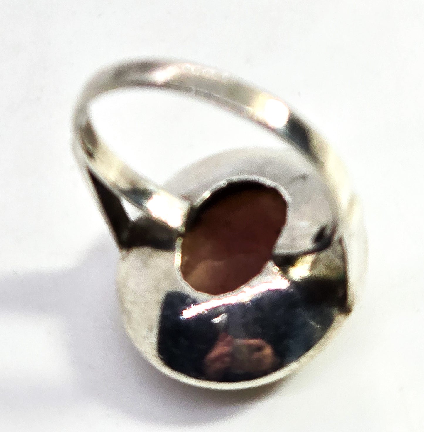 rhodochrosite modernist pink gemstone vintage sterling silver ring size 6