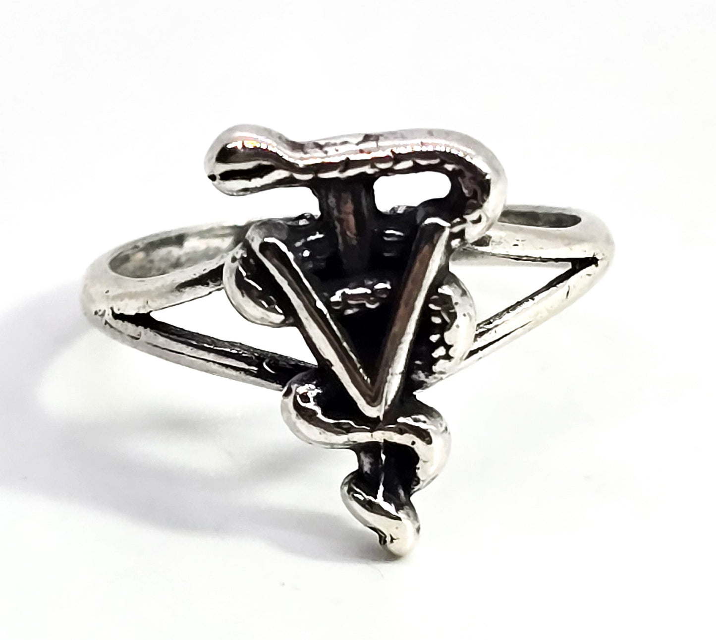 Veterinarian Caduceus Vet Vet Tech sterling silver detailed ring size 6.5