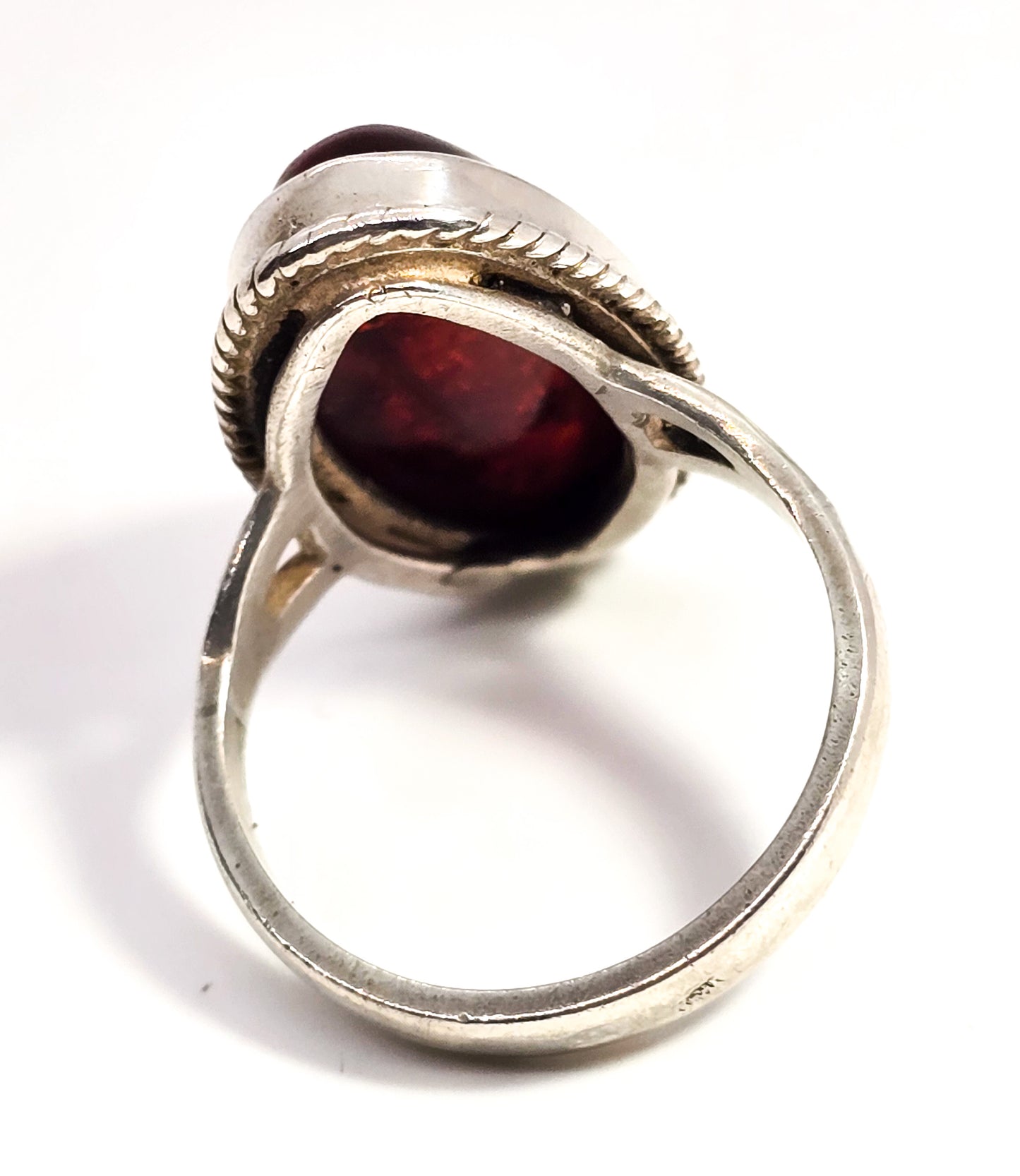 Baltic Amber Large vintage Polish Gdansk sterling silver ring size 7.5