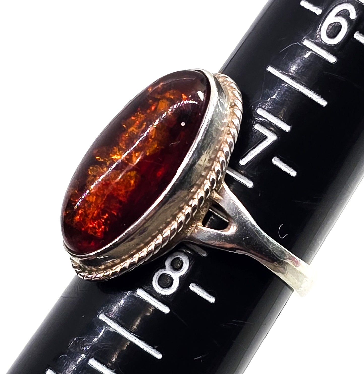 Baltic Amber Large vintage Polish Gdansk sterling silver ring size 7.5