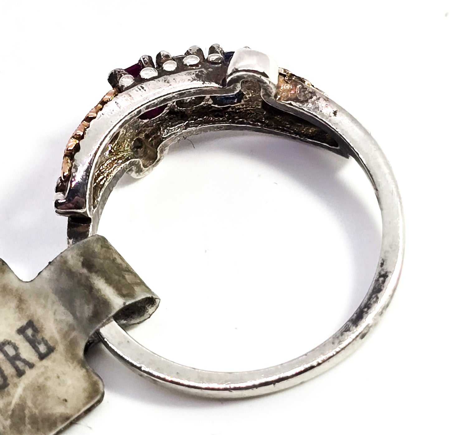 Mt Rushmore Black Hills Gold curved vine and leaf ring sterling silver 12k gold ring size 6.5