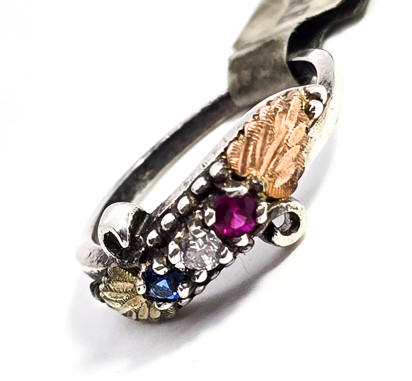 Mt Rushmore Black Hills Gold curved vine and leaf ring sterling silver 12k gold ring size 6.5