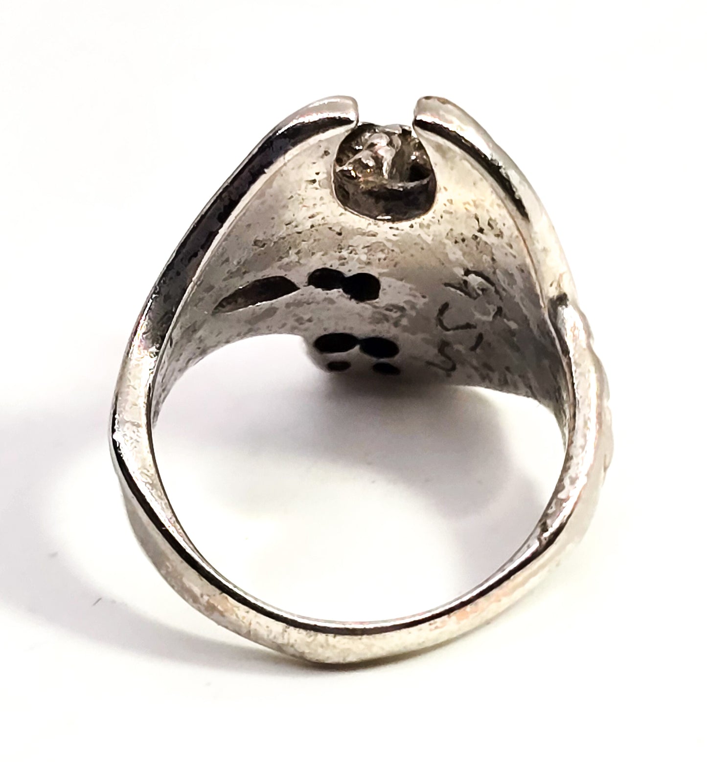 Dragon's treasure Skull vintage silver plated men's gothic biker ring size 5