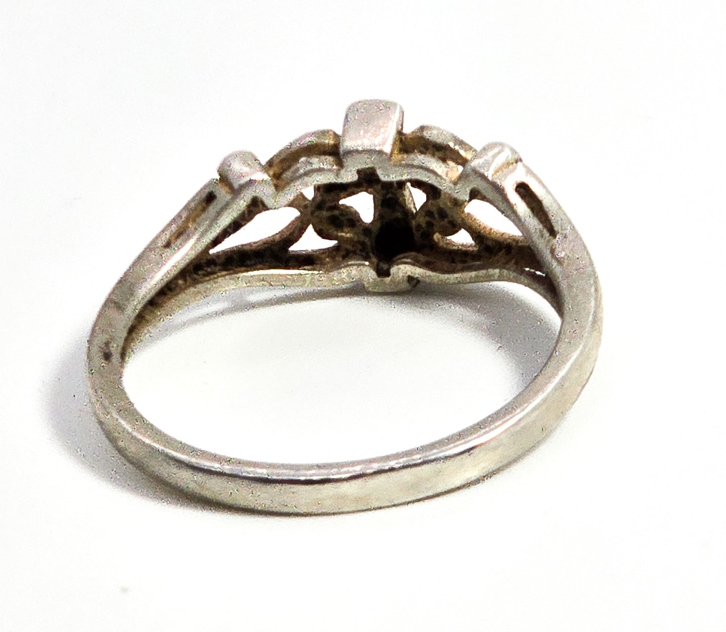 Filigree wave Cross Christian sterling silver vintage ring size 7.5 NV