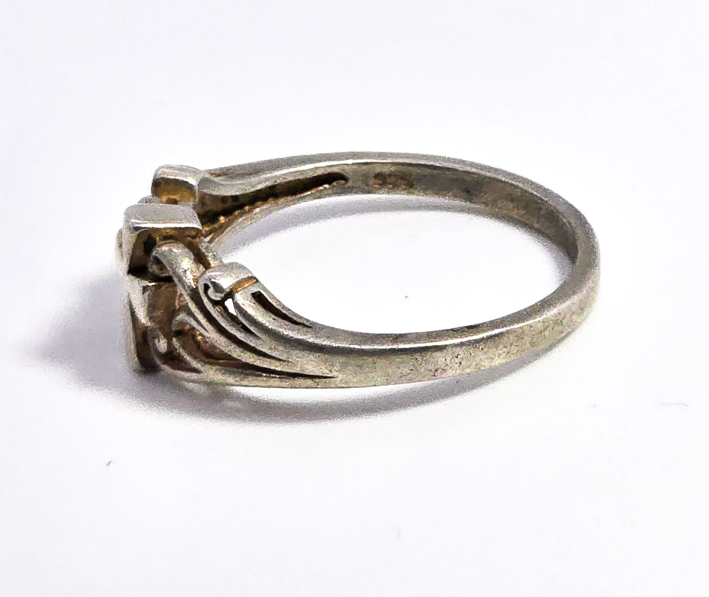 Filigree wave Cross Christian sterling silver vintage ring size 7.5 NV