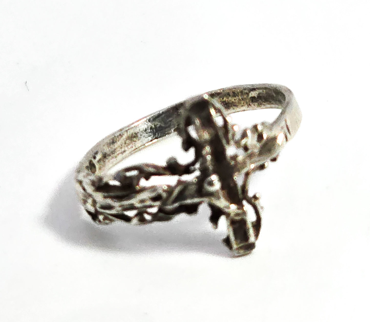 Crucifix Cross Catholic highly detailed sterling silver vintage ring size 7.5