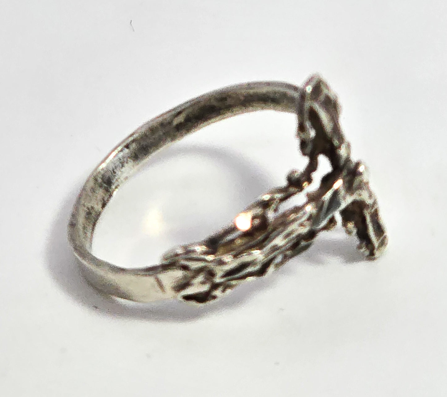 Crucifix Cross Catholic highly detailed sterling silver vintage ring size 7.5