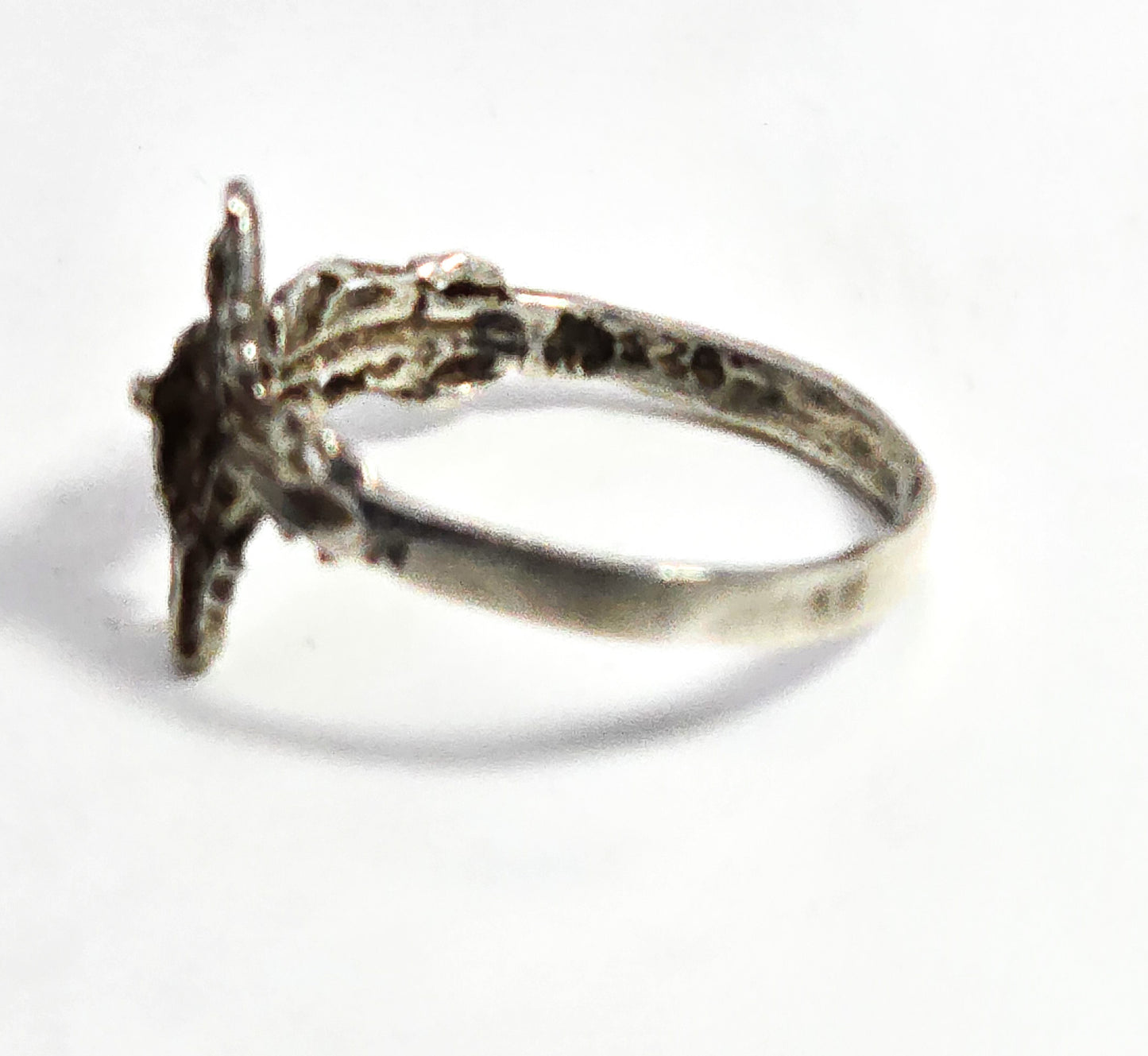 Crucifix Cross Catholic highly detailed sterling silver vintage ring size 7.5