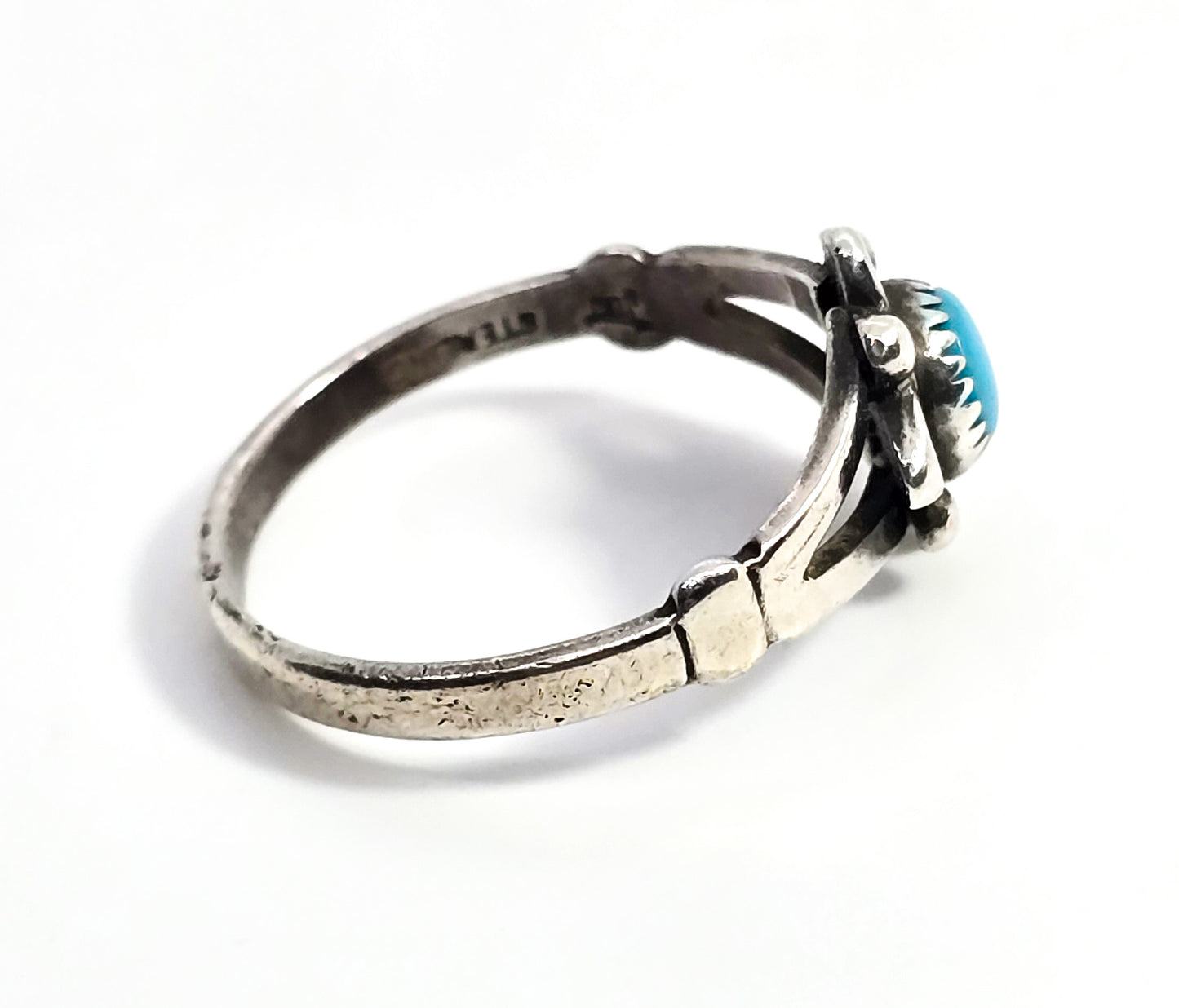 Bell Trading Post Turquoise split shank Southwestern vintage sterling silver ring size 7