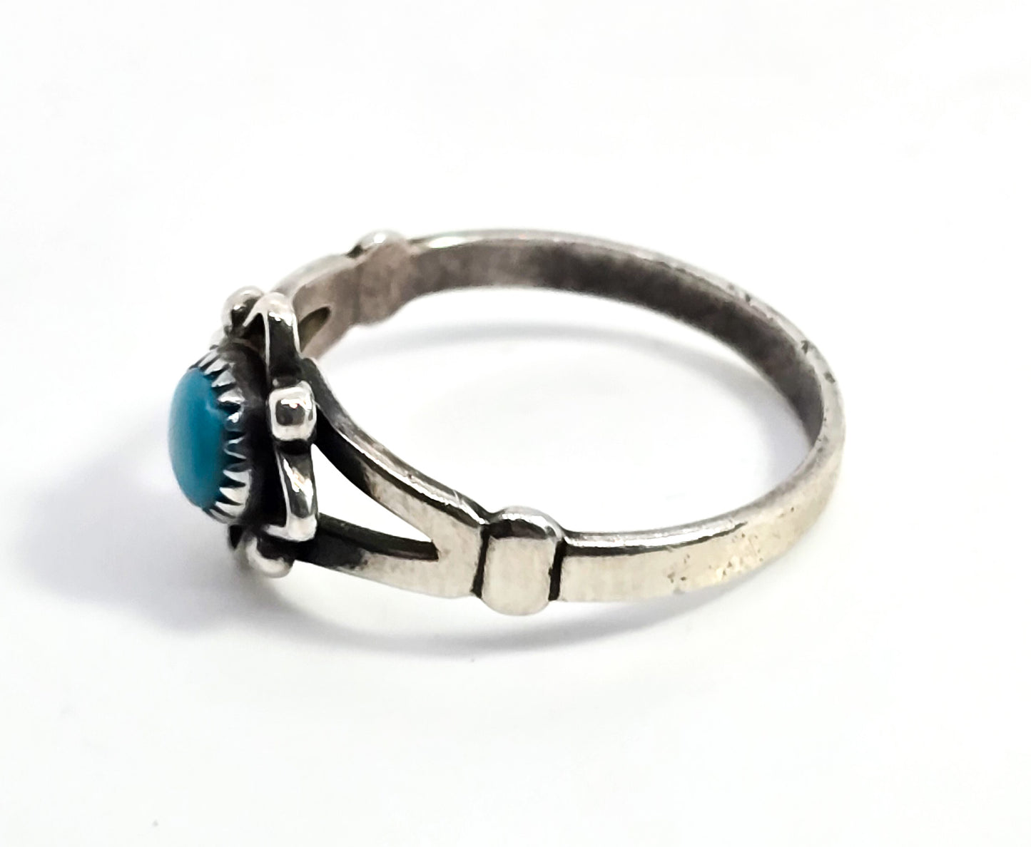 Bell Trading Post Turquoise split shank Southwestern vintage sterling silver ring size 7