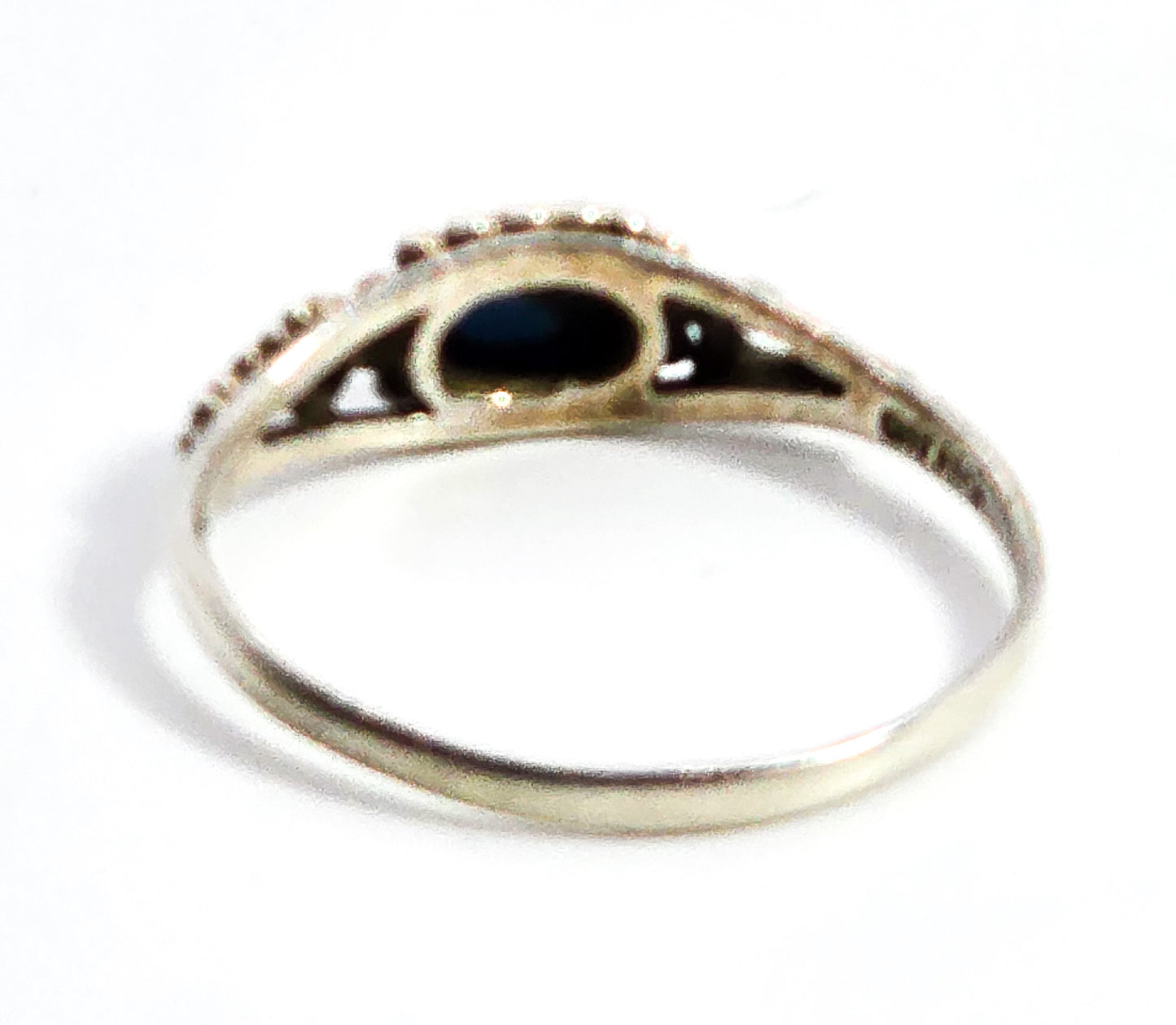 Turquoise Bali Balinese style swirl vintage sterling silver ring size 7