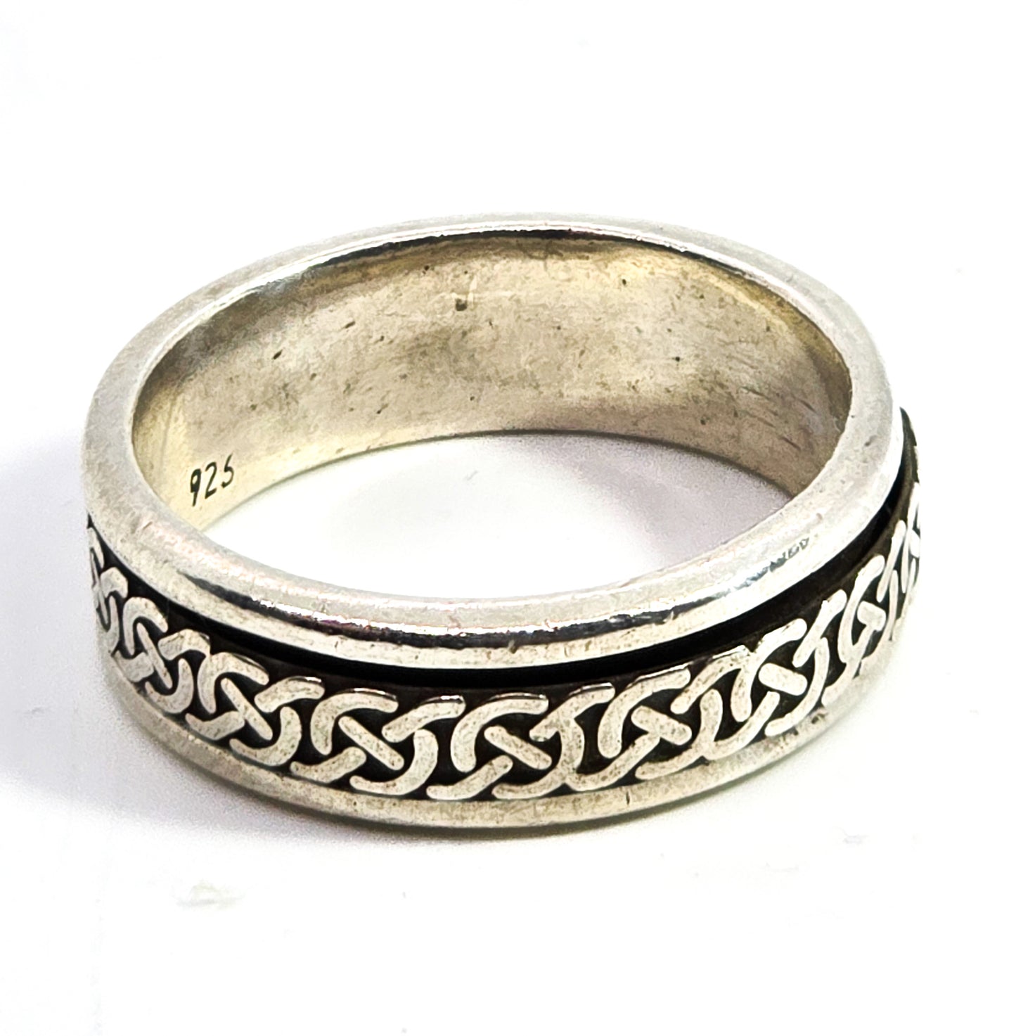 Celtic Trinity knot solid sterling silver fidget spinner ring band size 13