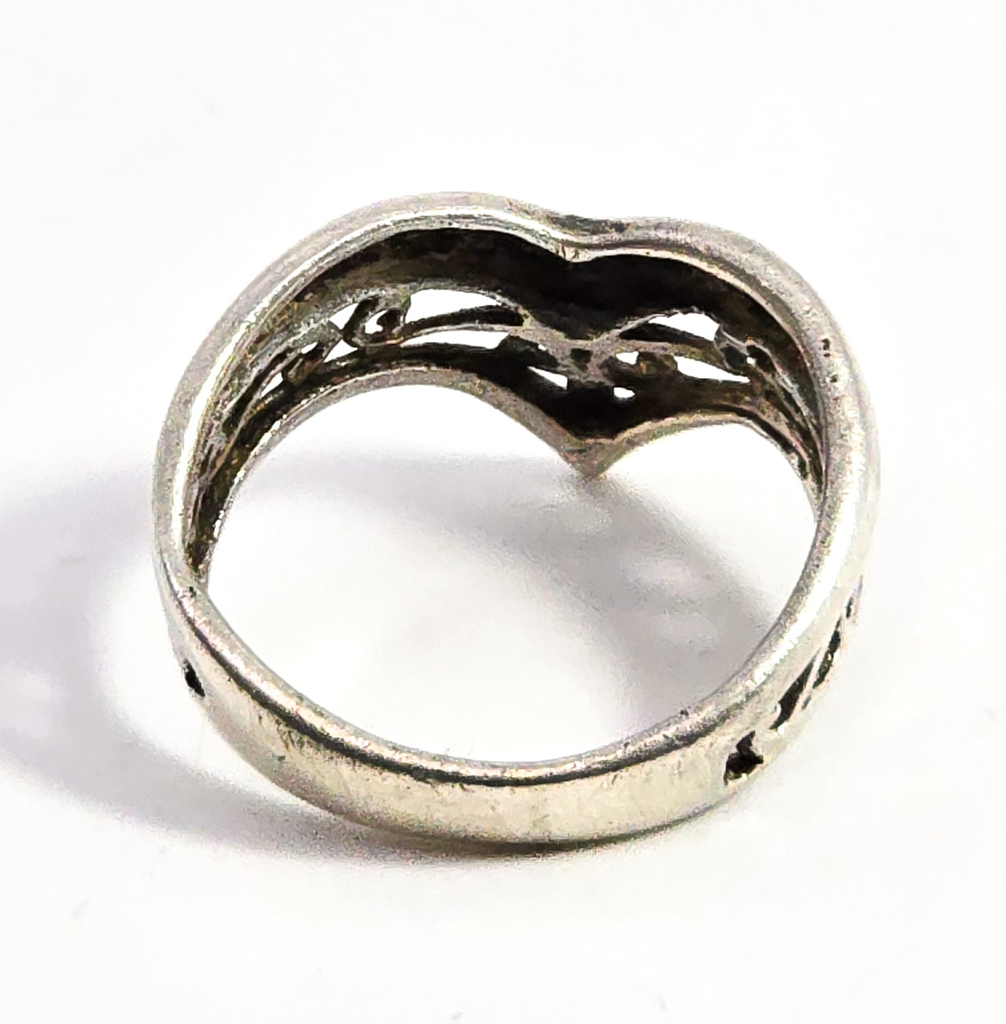 Retro filigree chevron V vintage sterling silver ring band SE size 5