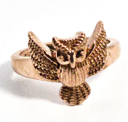 Owl Rose Gold Plated flying owl sterling silver thick ring band size 8.5
