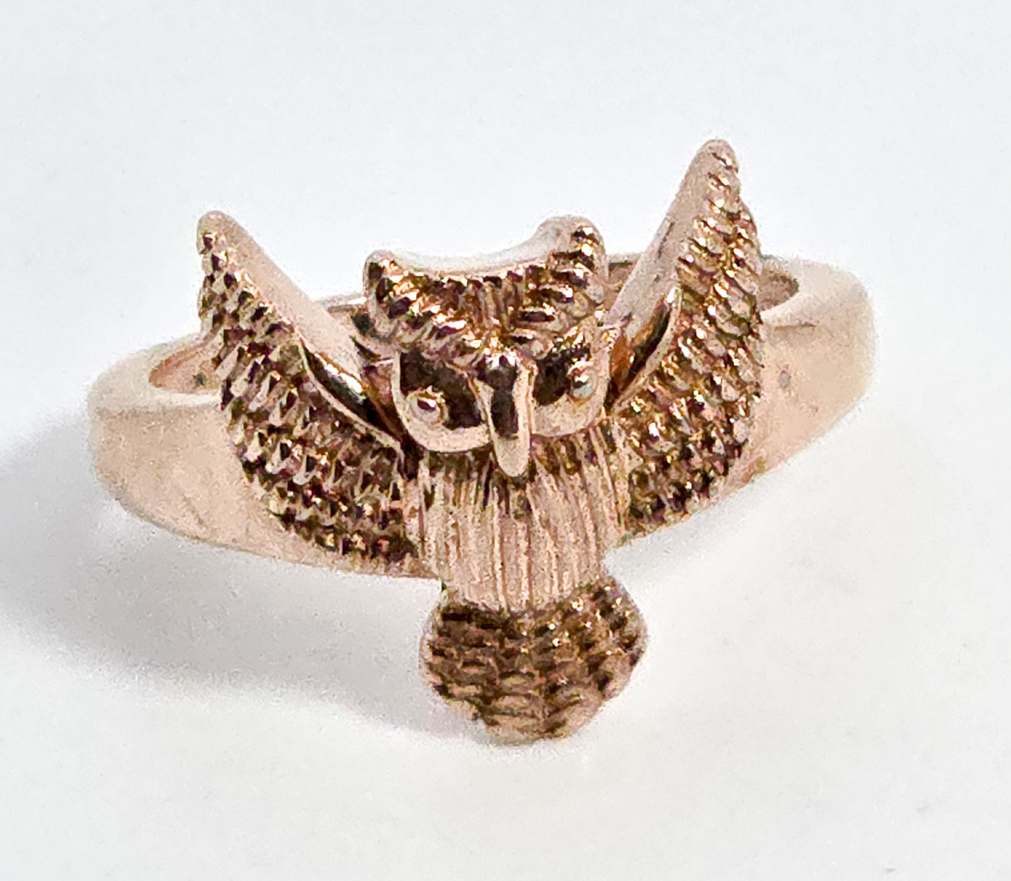 Owl Rose Gold Plated flying owl sterling silver thick ring band size 8.5